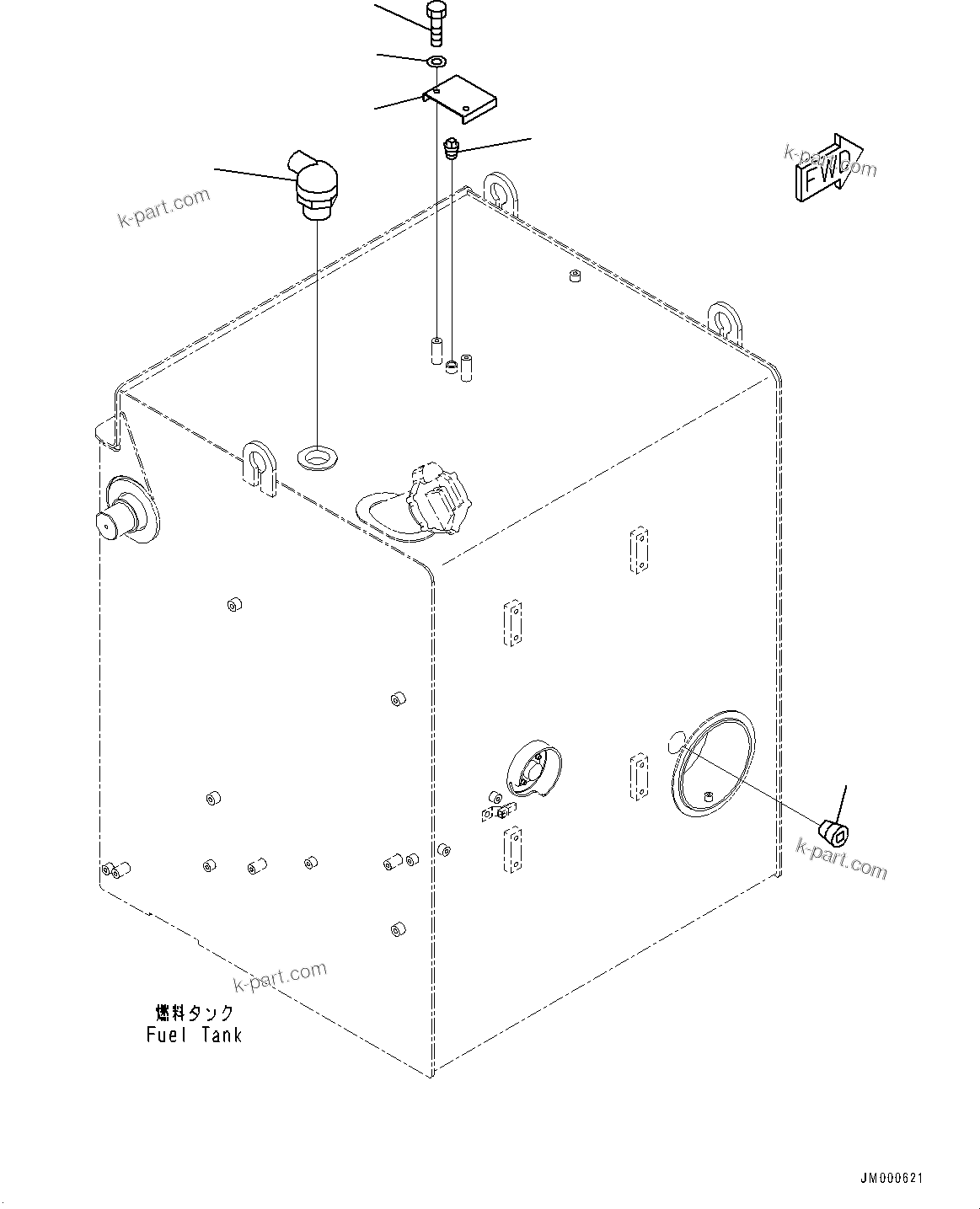 Komatsu parts book diagram for HD785-7 S/N 37001-UP: FUEL TANK, QUICK CHARGE VALVE (WITH QUICK COUPLING, FOR LEFT REFUELING)(#30001-)