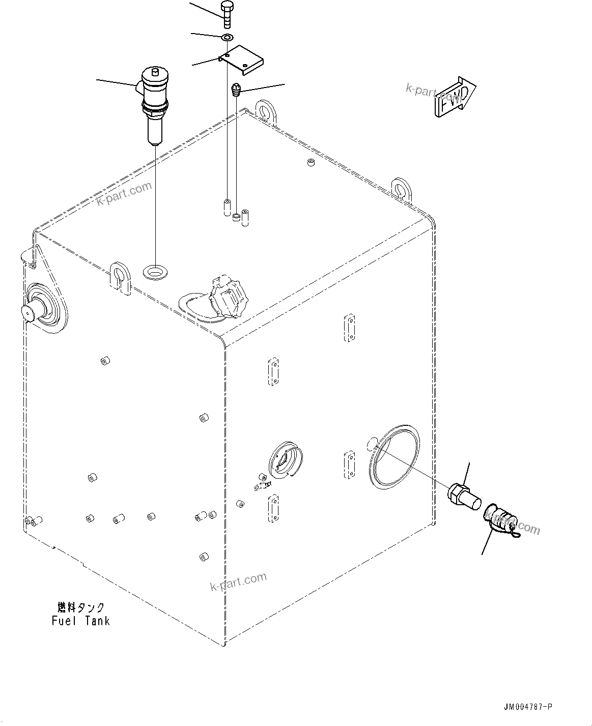 Komatsu parts book diagram for HD785-7 S/N 37001-UP: FUEL TANK, QUICK CHARGE VALVE (WITH QUICK COUPLING, FUEL TANK)(#30001-)
