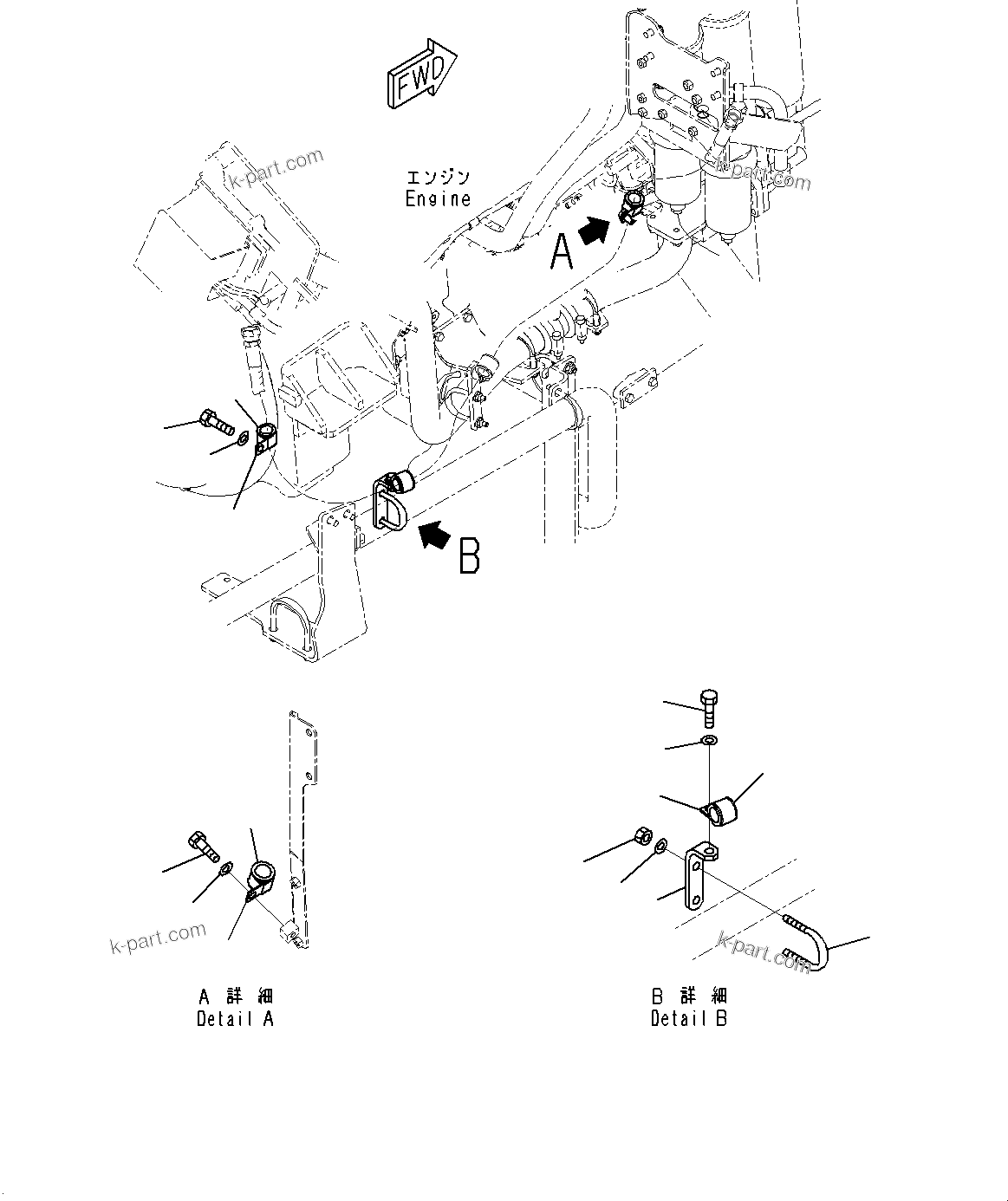 Komatsu parts book diagram for HD785-7 S/N 37001-UP: FUEL PIPING, TANK TO BLOCK (WITH EXTRA BAD FUEL AND POOR FUEL SPECIFICATION, WATER+DUST, ADDITIONAL FILTER, BIODIESEL FUEL B30)(