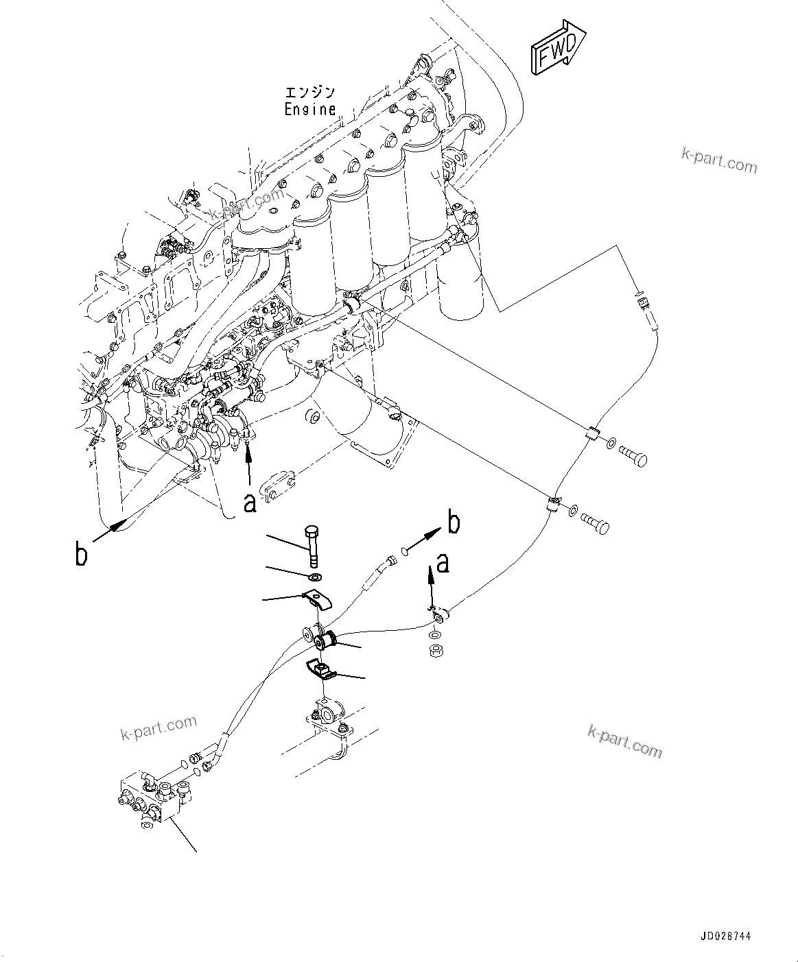 Komatsu parts book diagram for HD785-7 S/N 37001-UP: FUEL PIPING, BLOCK TO ENGINE R.H.(#30001-)