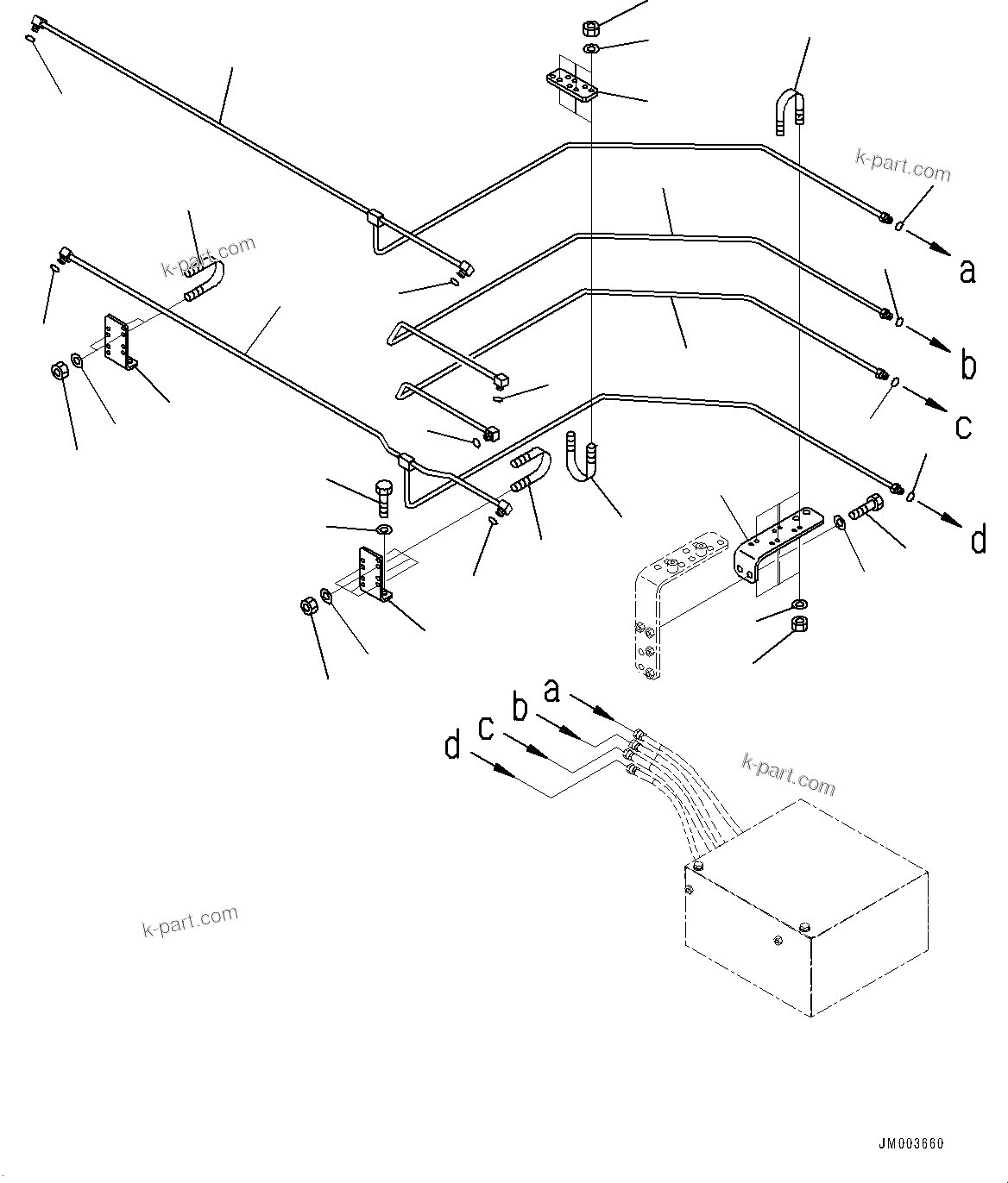 Komatsu parts book diagram for HD785-7 S/N 37001-UP: BATTERY BOX AND REAR HOOD, EXHAUST BRAKE PIPING(#30001-)