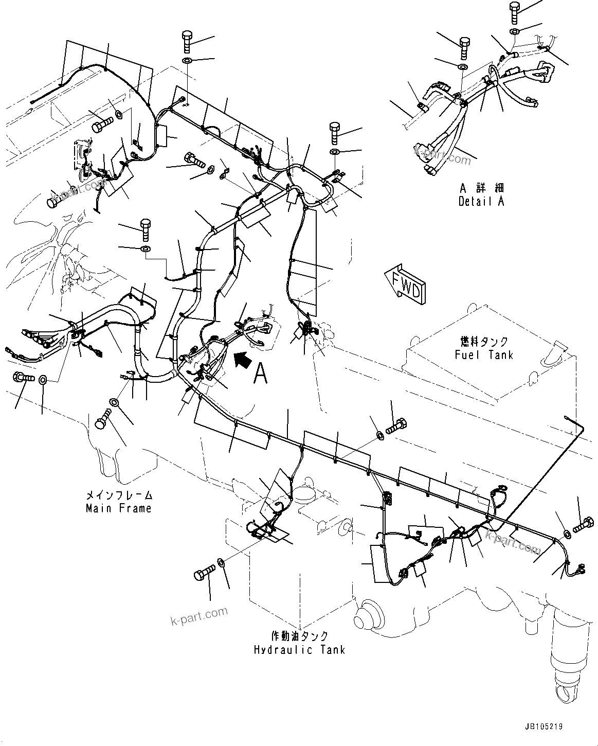 Komatsu parts book diagram for HD785-7 S/N 37001-UP: ELECTRIC WIRING HARNESS, MAIN WIRING HARNESS (1/2) (WITH EXTRA BAD FUEL AND POOR FUEL SPECIFICATION, WATER+DUST, ADDITIONAL FILT