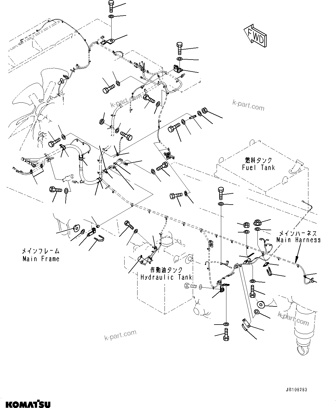 Komatsu parts book diagram for HD785-7 S/N 37001-UP: ELECTRIC WIRING HARNESS, MAIN WIRING HARNESS (2/2) (WITH EXTRA BAD FUEL AND POOR FUEL SPECIFICATION, WATER+DUST, ADDITIONAL FILT