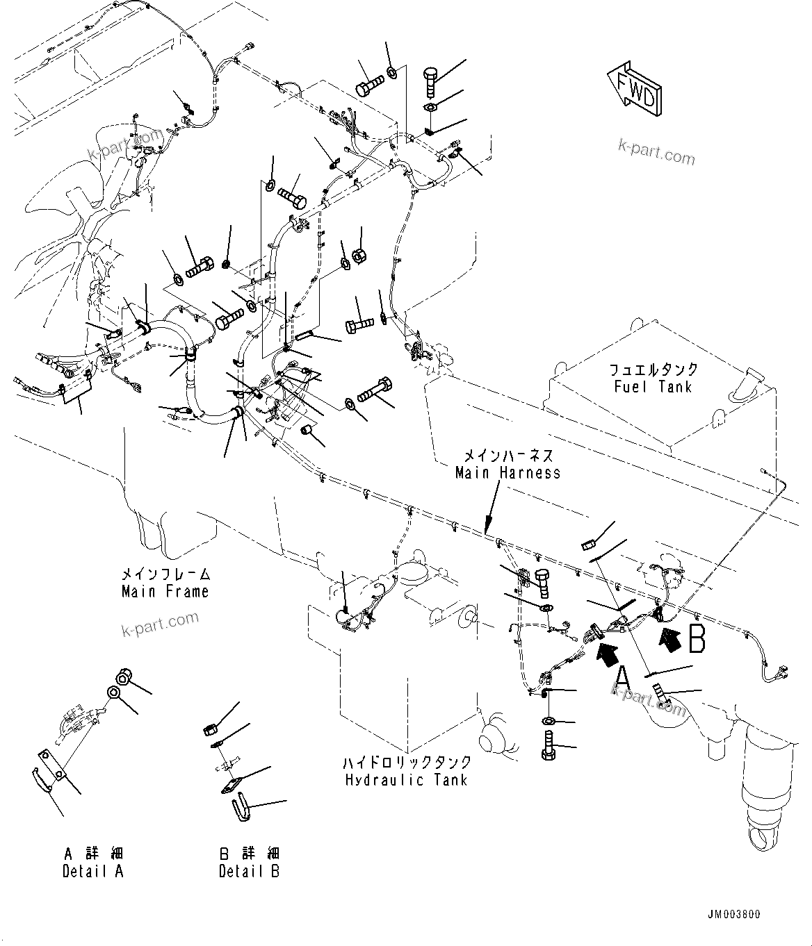 Komatsu parts book diagram for HD785-7 S/N 37001-UP: ELECTRIC WIRING HARNESS, MAIN WIRING HARNESS (2/2)(#30001-30498)