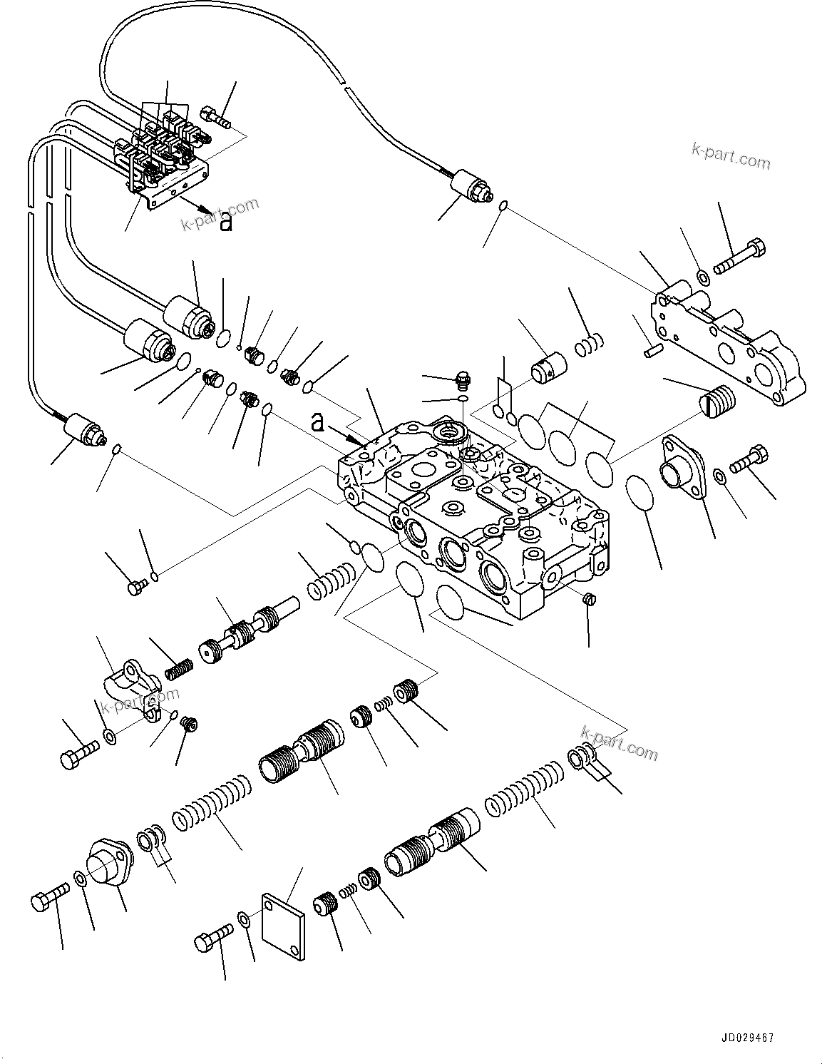Komatsu parts book diagram for HD785-7 S/N 37001-UP: TORQUE CONVERTER AND TRANSMISSION, TORQUE CONVERTER VALVE(#30001-)