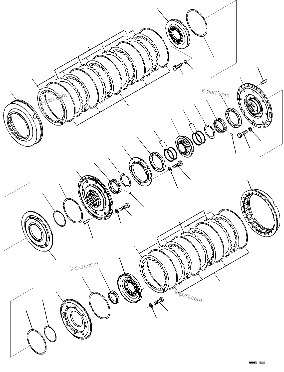 Komatsu parts book diagram for HD785-7 S/N 37001-UP: TORQUE CONVERTER AND TRANSMISSION, LOW AND 4TH SPEED CLUTCH(#30001-)