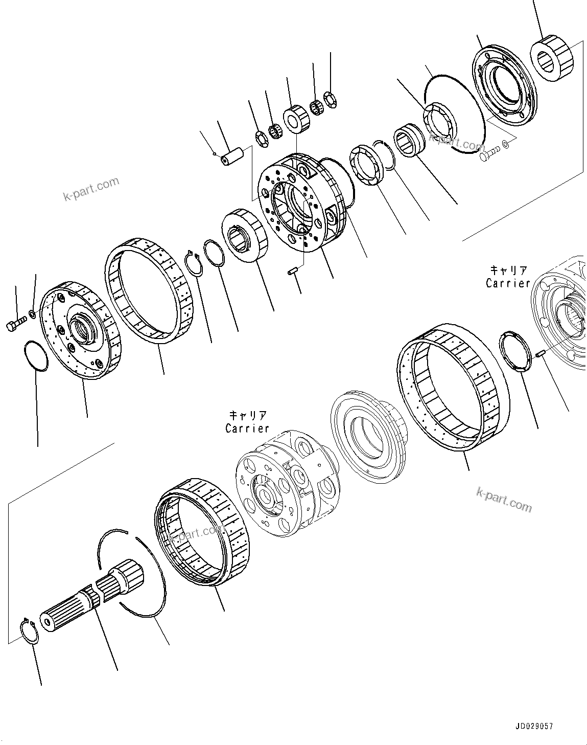 Komatsu parts book diagram for HD785-7 S/N 37001-UP: TORQUE CONVERTER AND TRANSMISSION, CARRIER (3/4)(#30001-)