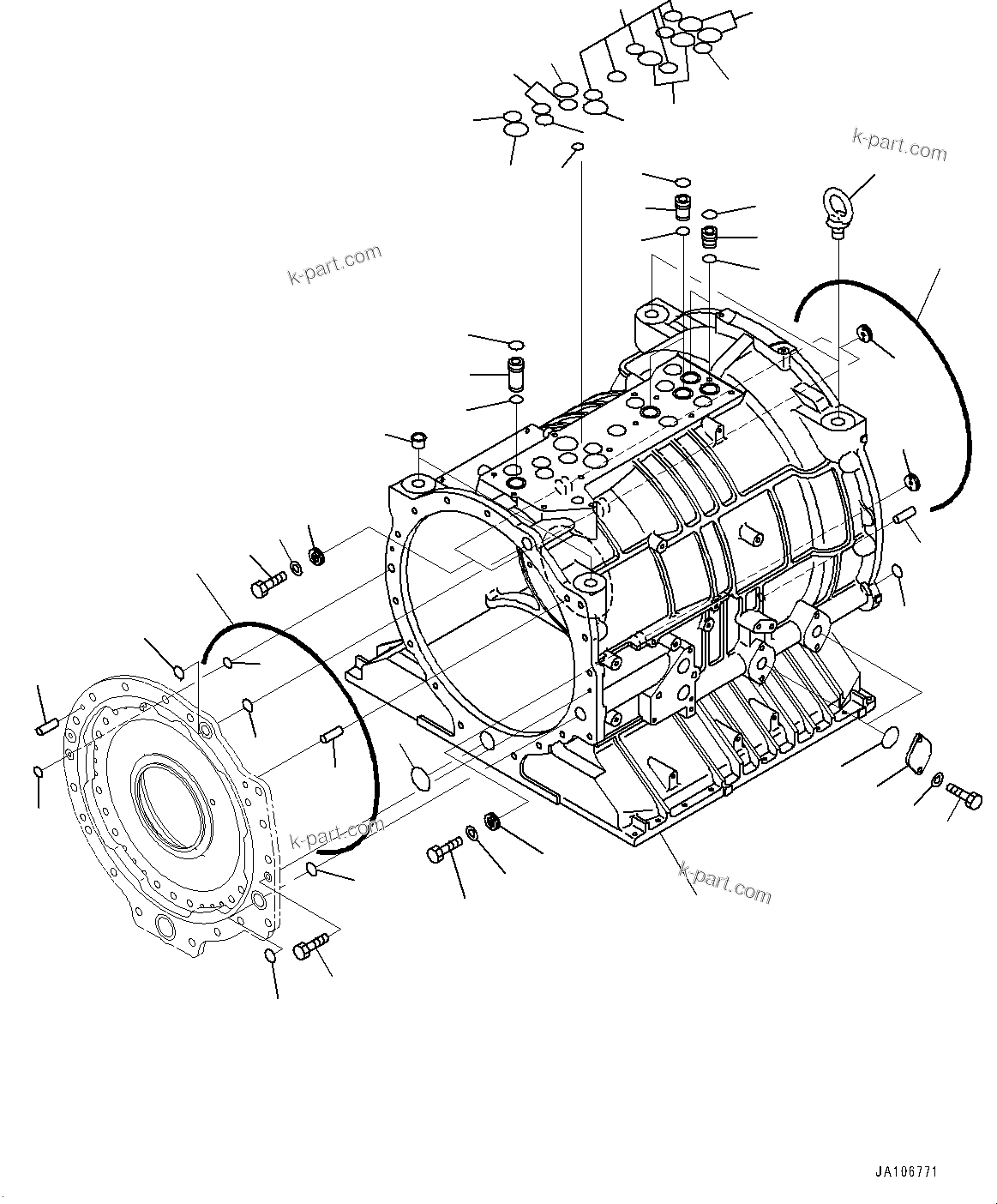 Komatsu parts book diagram for HD785-7 S/N 37001-UP: TORQUE CONVERTER AND TRANSMISSION, CASE(#108937-)