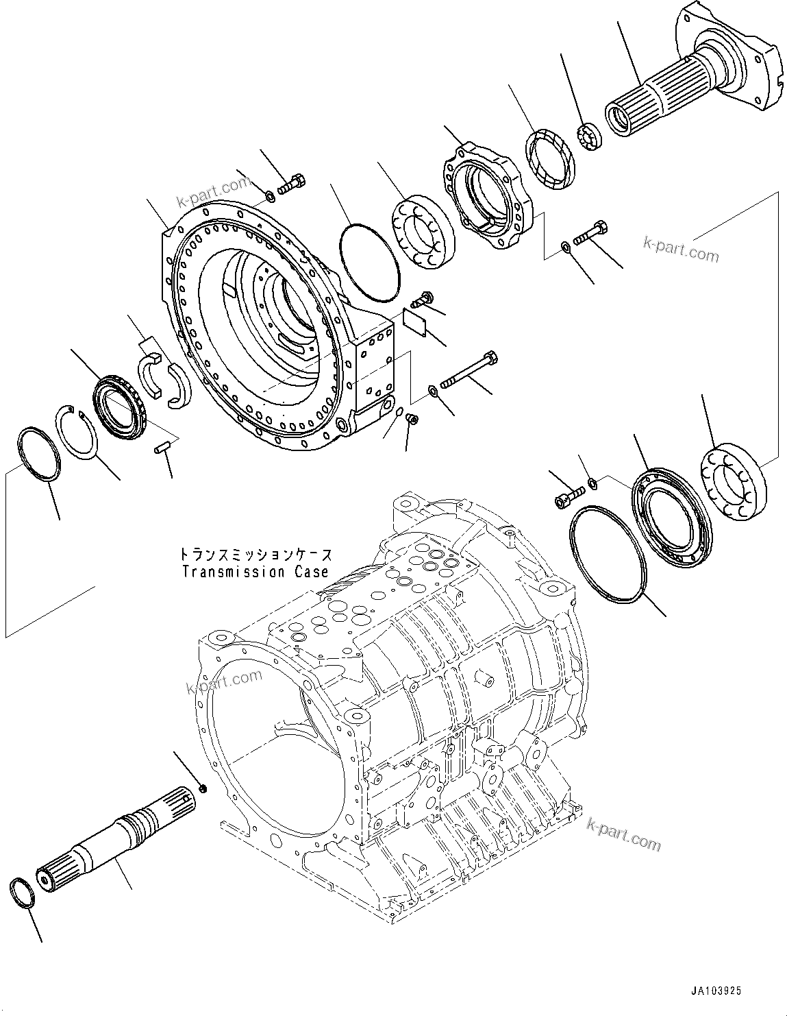 Komatsu parts book diagram for HD785-7 S/N 37001-UP: TORQUE CONVERTER AND TRANSMISSION, INPUT AND OUTPUT SHAFT(#109724-113579)