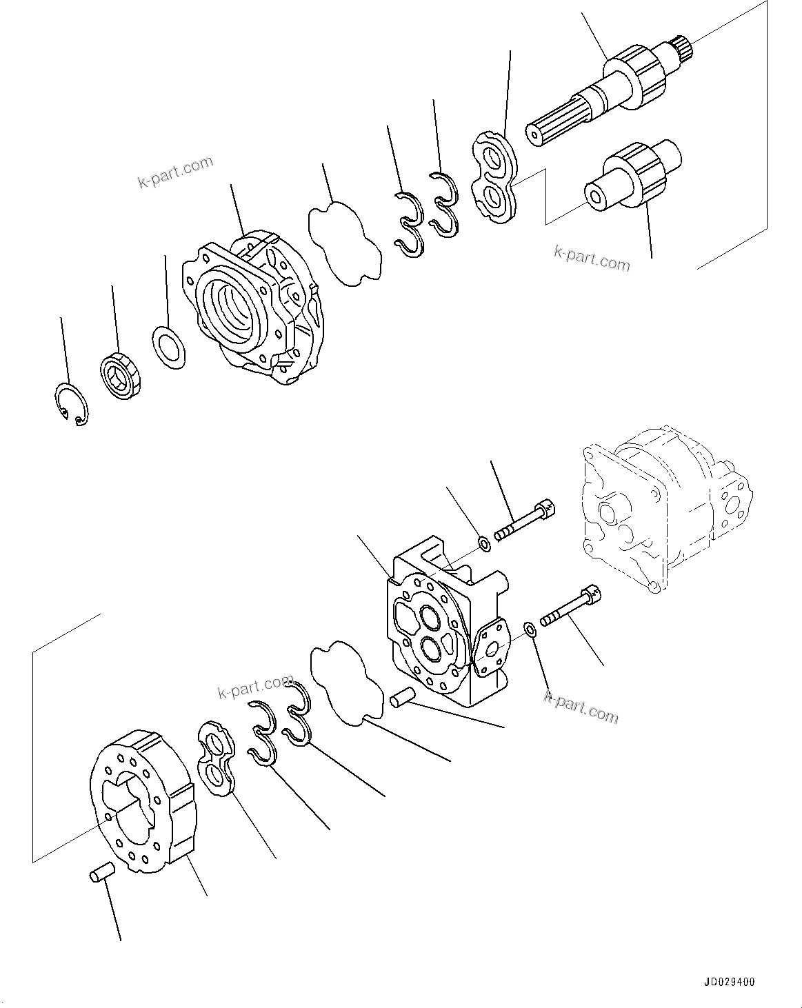 Komatsu parts book diagram for HD785-7 S/N 37001-UP: TORQUE CONVERTER AND TRANSMISSION, INNER PARTS, BRAKE COOLING PUMP (1/2)(#30001-)