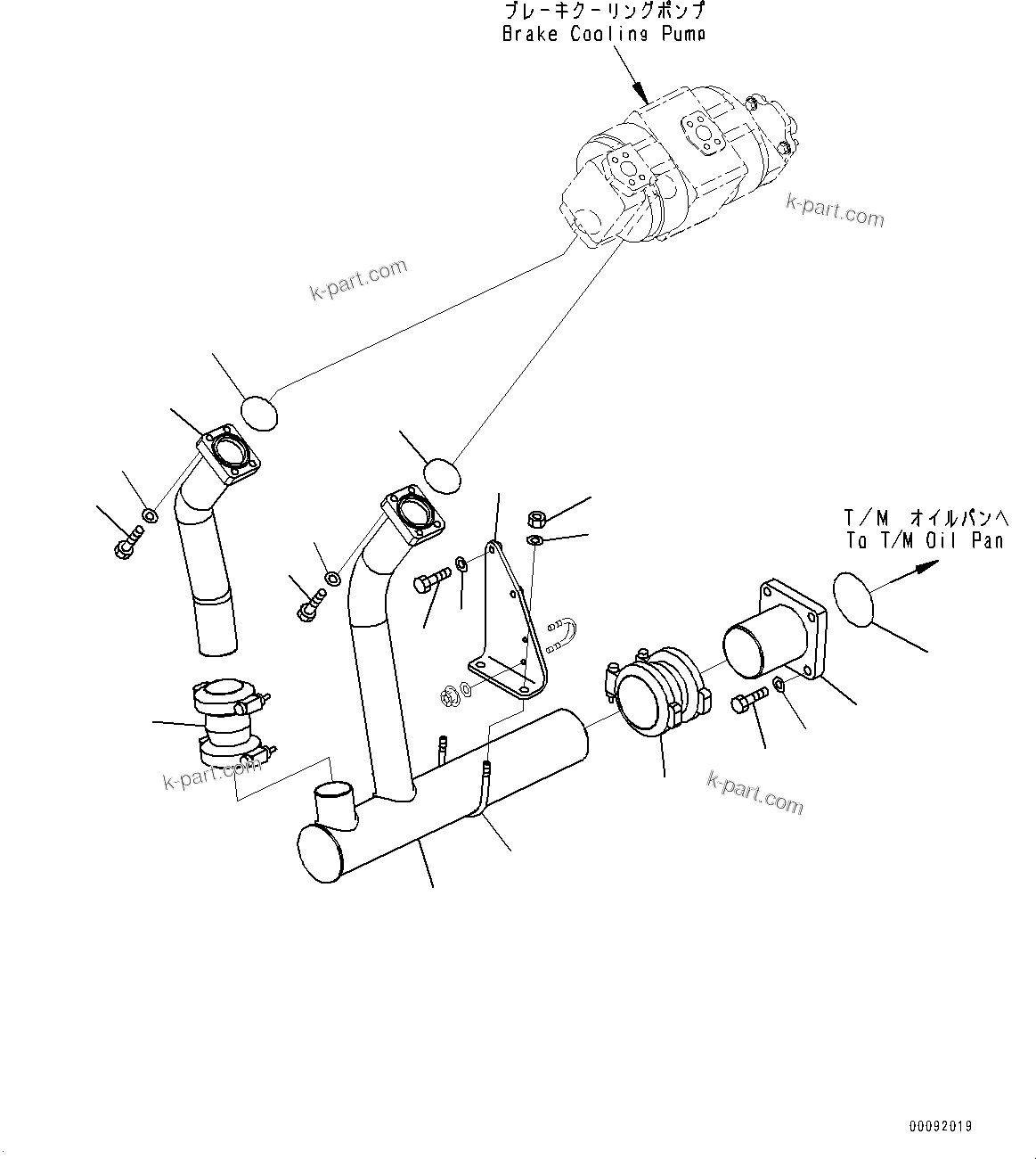 Komatsu parts book diagram for HD785-7 S/N 37001-UP: TORQUE CONVERTER AND TRANSMISSION, SUCTION PIPING (2/2) (WITH OIL QUICK CHARGE)(#30001-)