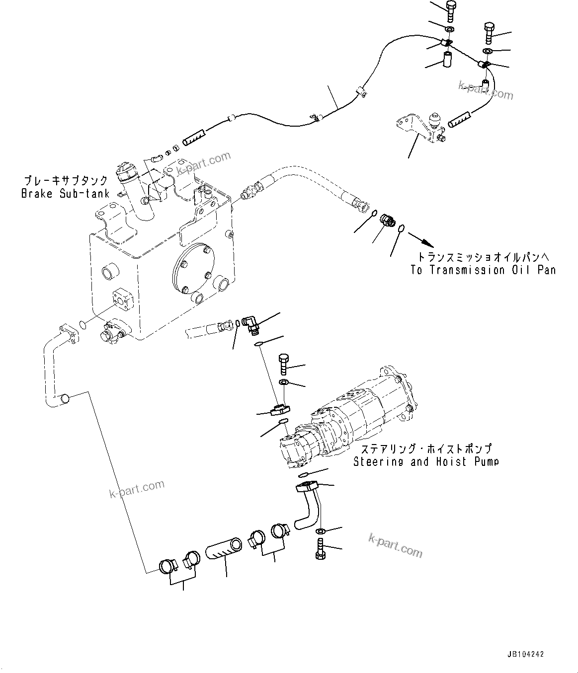 Komatsu parts book diagram for HD785-7 S/N 37001-UP: TORQUE CONVERTER AND TRANSMISSION, BRAKE PIPING(#33301-)