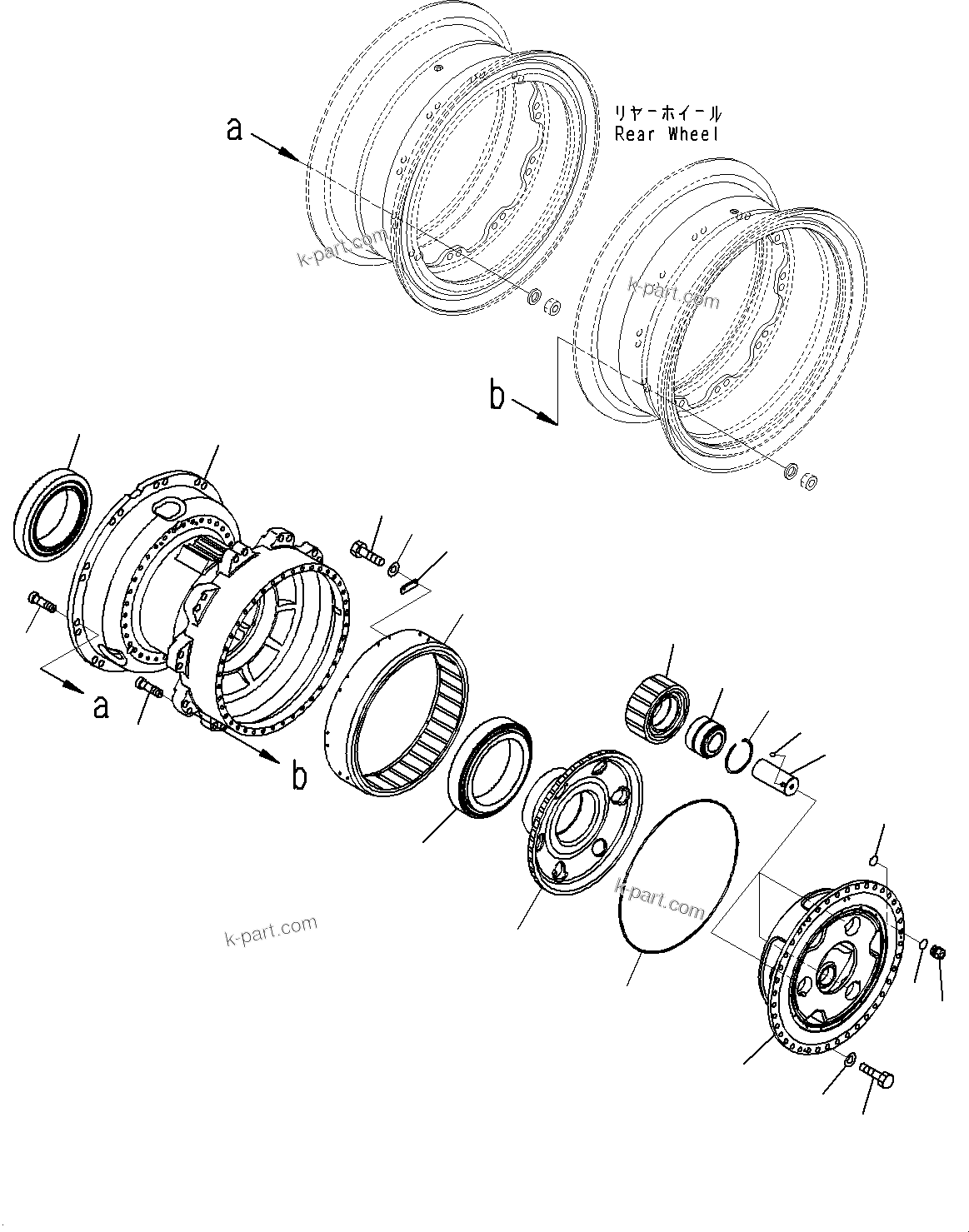 Komatsu parts book diagram for HD785-7 S/N 37001-UP: REAR AXLE, FINAL DRIVE L.H. (1/2)(#30001-)