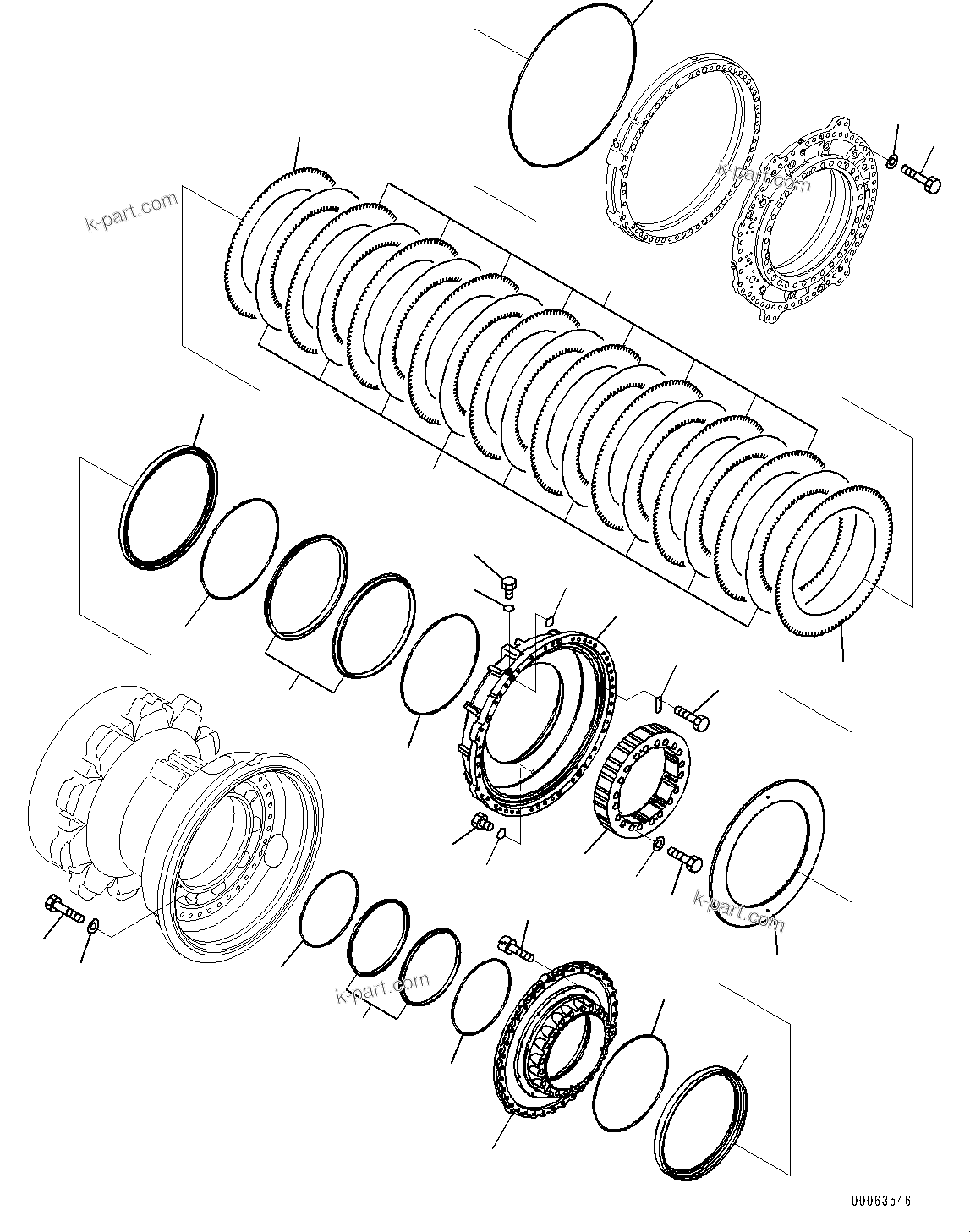 Komatsu parts book diagram for HD785-7 S/N 37001-UP: REAR AXLE, FINAL DRIVE, BRAKE, R.H. (2/4)(#30001-33350)