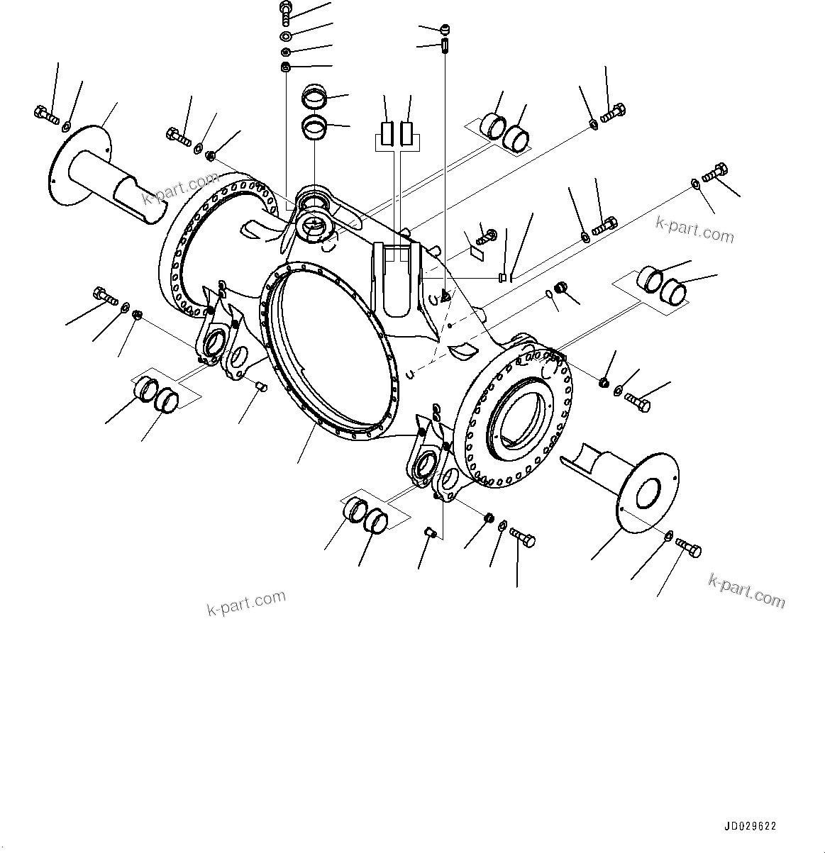 Komatsu parts book diagram for HD785-7 S/N 37001-UP: REAR AXLE, HOUSING(#30001-30614)
