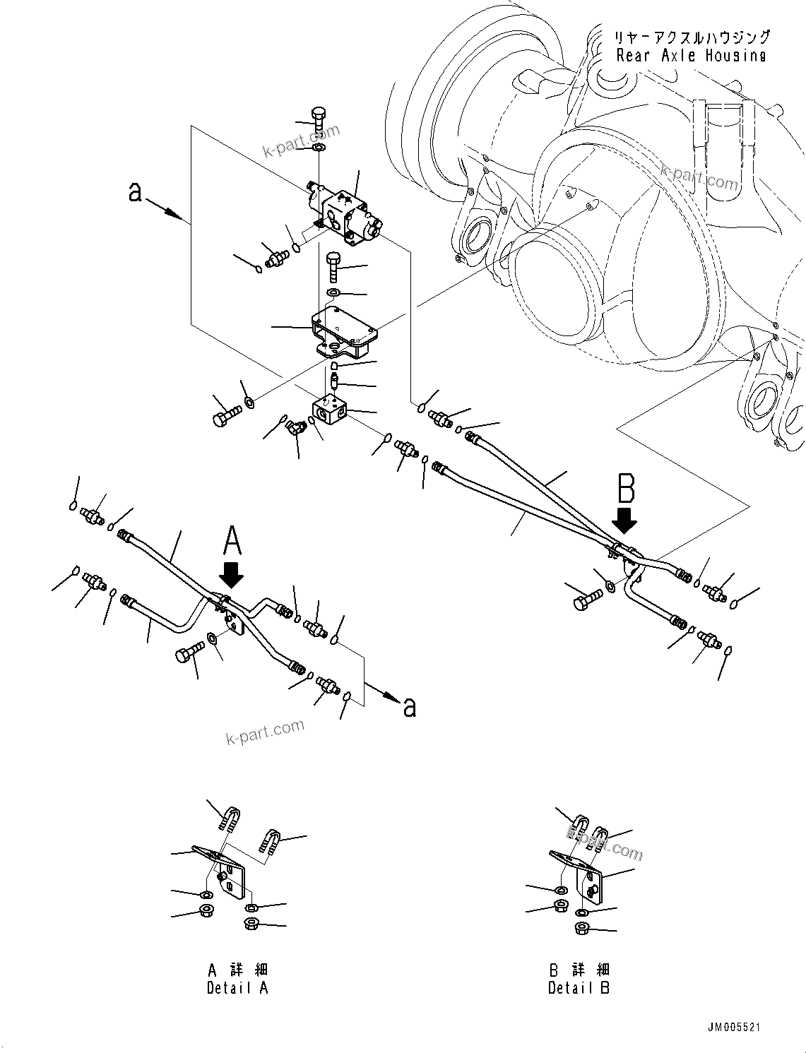 Komatsu parts book diagram for HD785-7 S/N 37001-UP: REAR AXLE, BRAKE PIPING(#30629-)