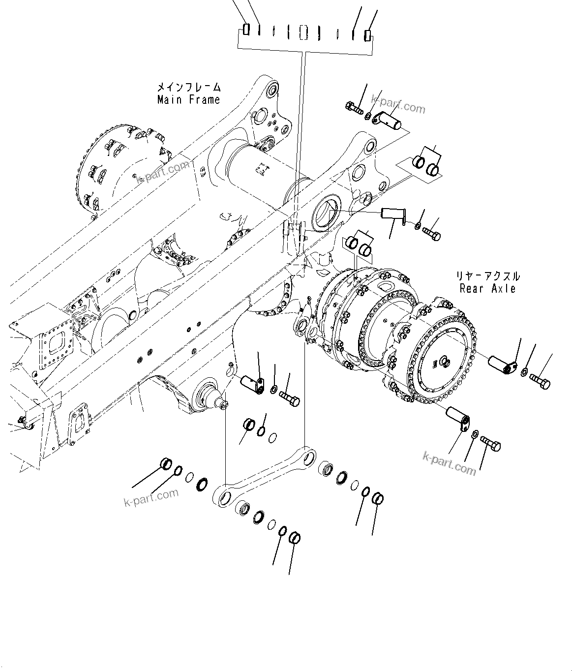 Komatsu parts book diagram for HD785-7 S/N 37001-UP: REAR AXLE, PIN(#30001-30399)