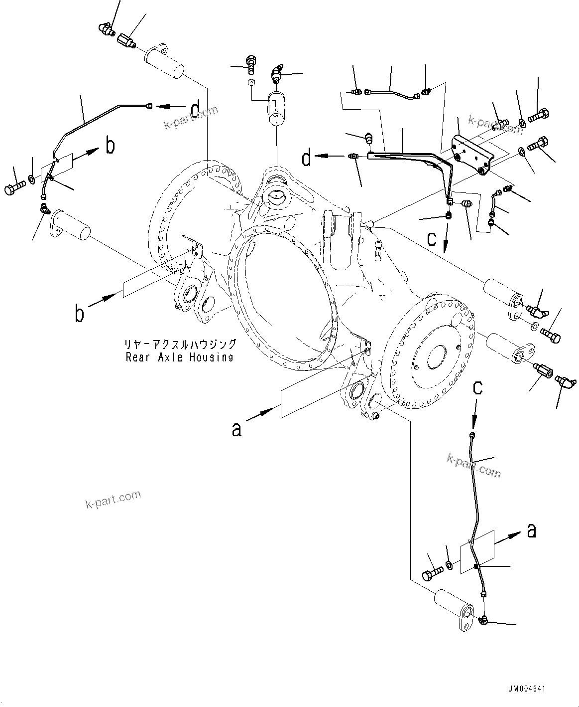 Komatsu parts book diagram for HD785-7 S/N 37001-UP: REAR AXLE, LUBRICATION(#30400-30614)