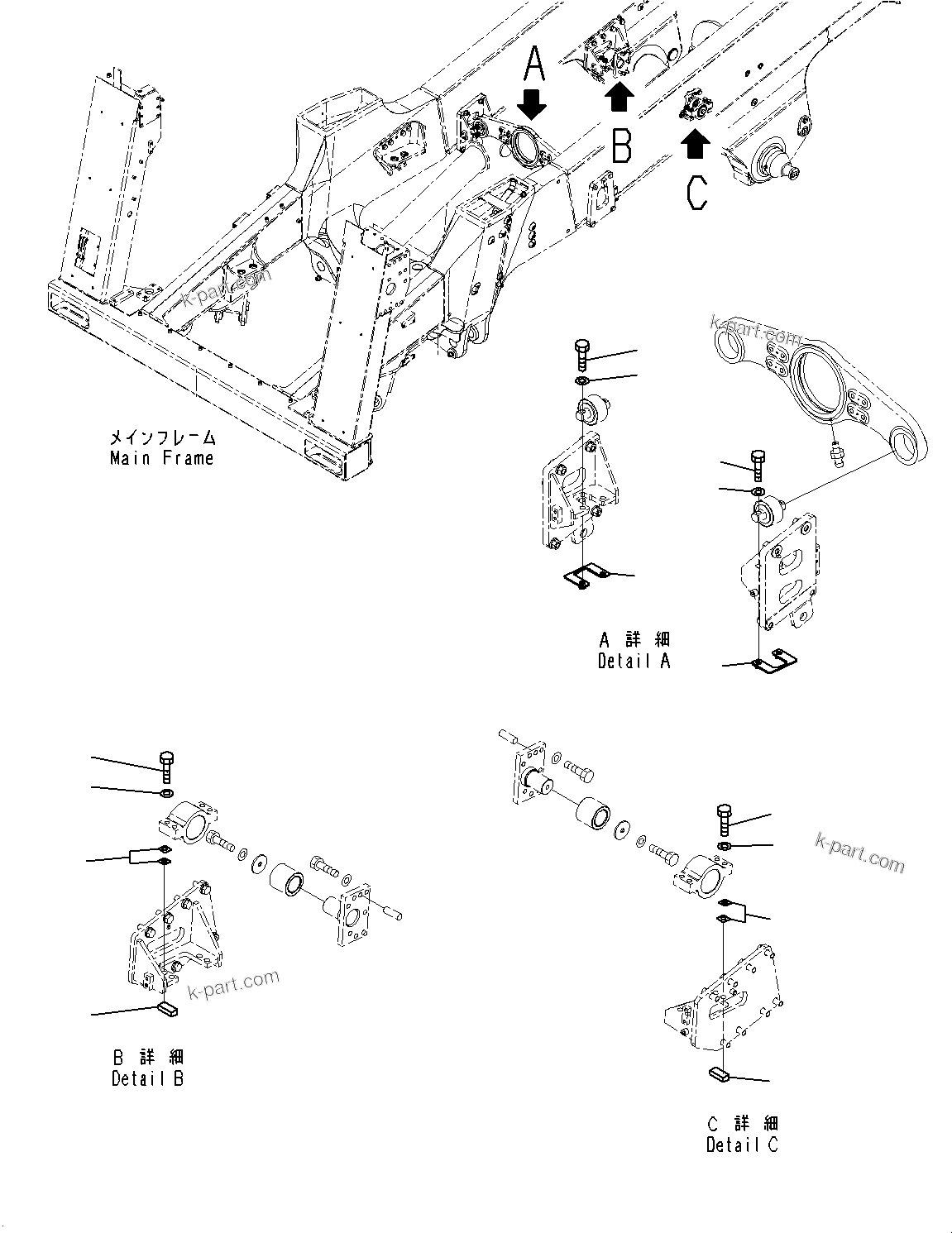 Komatsu parts book diagram for HD785-7 S/N 37001-UP: TORQUE CONVERTER AND TRANSMISSION MOUNTING, BRACKET(#30001-)