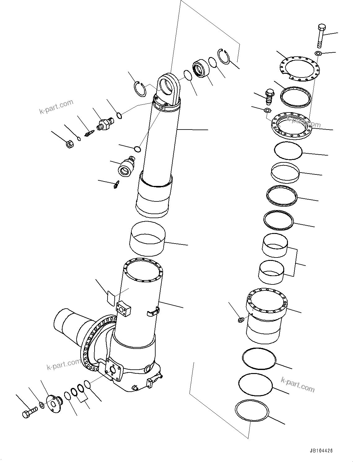 Komatsu parts book diagram for HD785-7 S/N 37001-UP: FRONT AXLE, SUSPENSION CYLINDER, R.H.(#33887-)