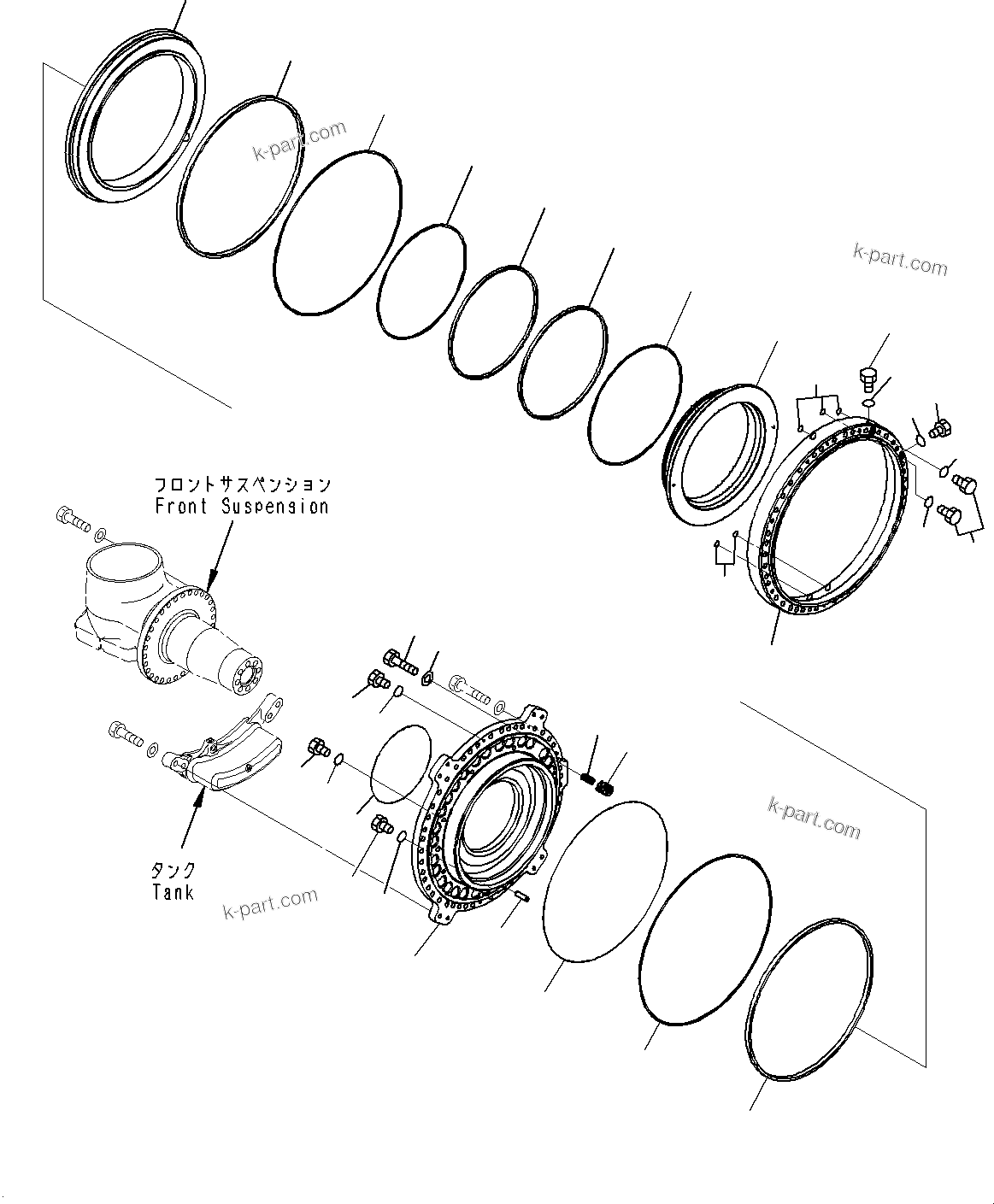 Komatsu parts book diagram for HD785-7 S/N 37001-UP: FRONT AXLE, BRAKE, L.H. (1/3)(#31800-)