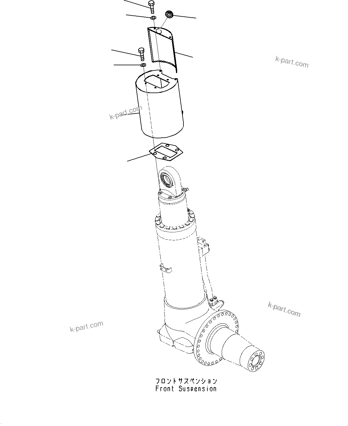 Komatsu parts book diagram for HD785-7 S/N 37001-UP: FRONT AXLE, SUSPENSION COVER, L.H. (WITH SUSPENSION, HYDRONEUMATIC)(#31800-)