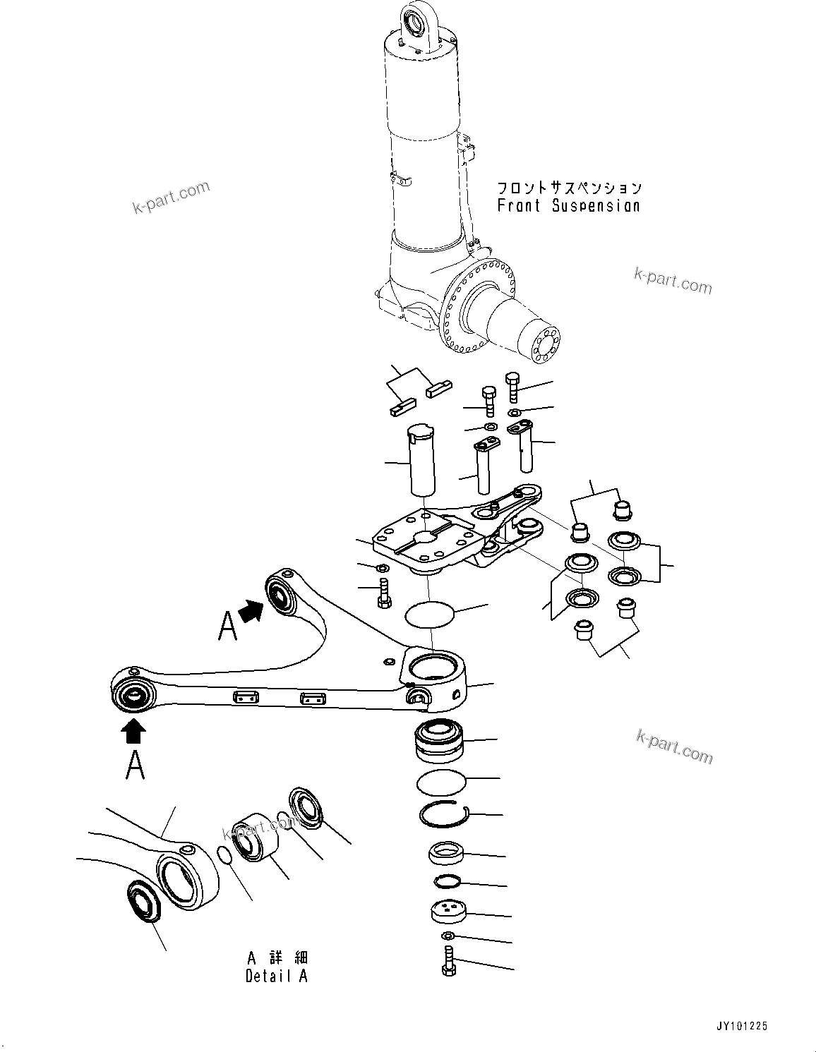 Komatsu parts book diagram for HD785-7 S/N 37001-UP: FRONT AXLE, LEVER, L.H.(#32922-)