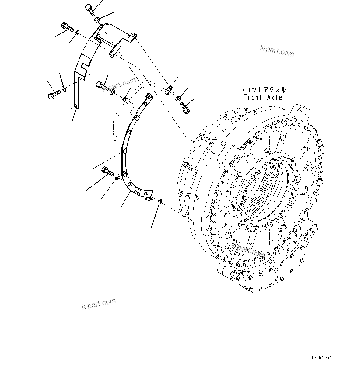 Komatsu parts book diagram for HD785-7 S/N 37001-UP: FRONT AXLE, COVER, R.H.(#31800-)