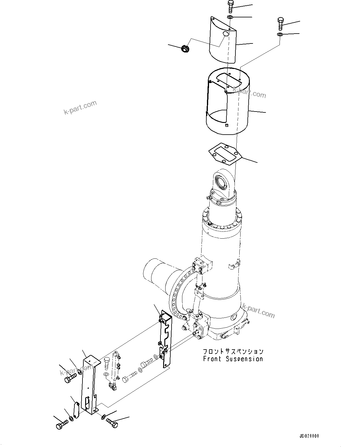 Komatsu parts book diagram for HD785-7 S/N 37001-UP: FRONT AXLE, SUSPENSION COVER, R.H. (WITH SUSPENSION, AUTO HYDRONEUMATIC)(#31800-)