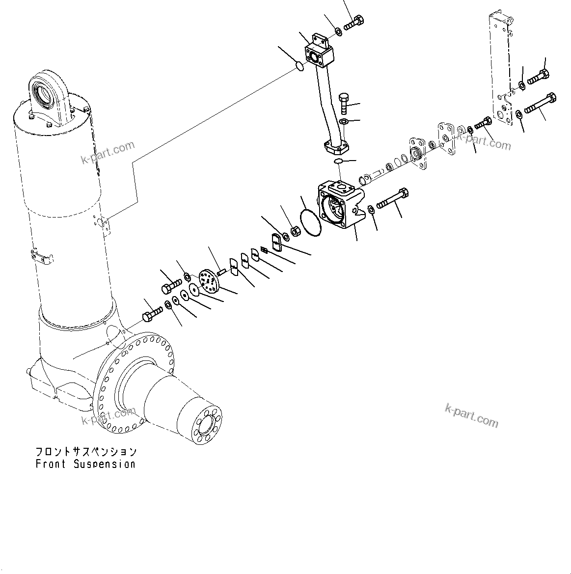 Komatsu parts book diagram for HD785-7 S/N 37001-UP: FRONT AXLE, SUSPENSION VALVE (3/4) (WITH SUSPENSION, AUTO HYDRONEUMATIC)(#31800-)