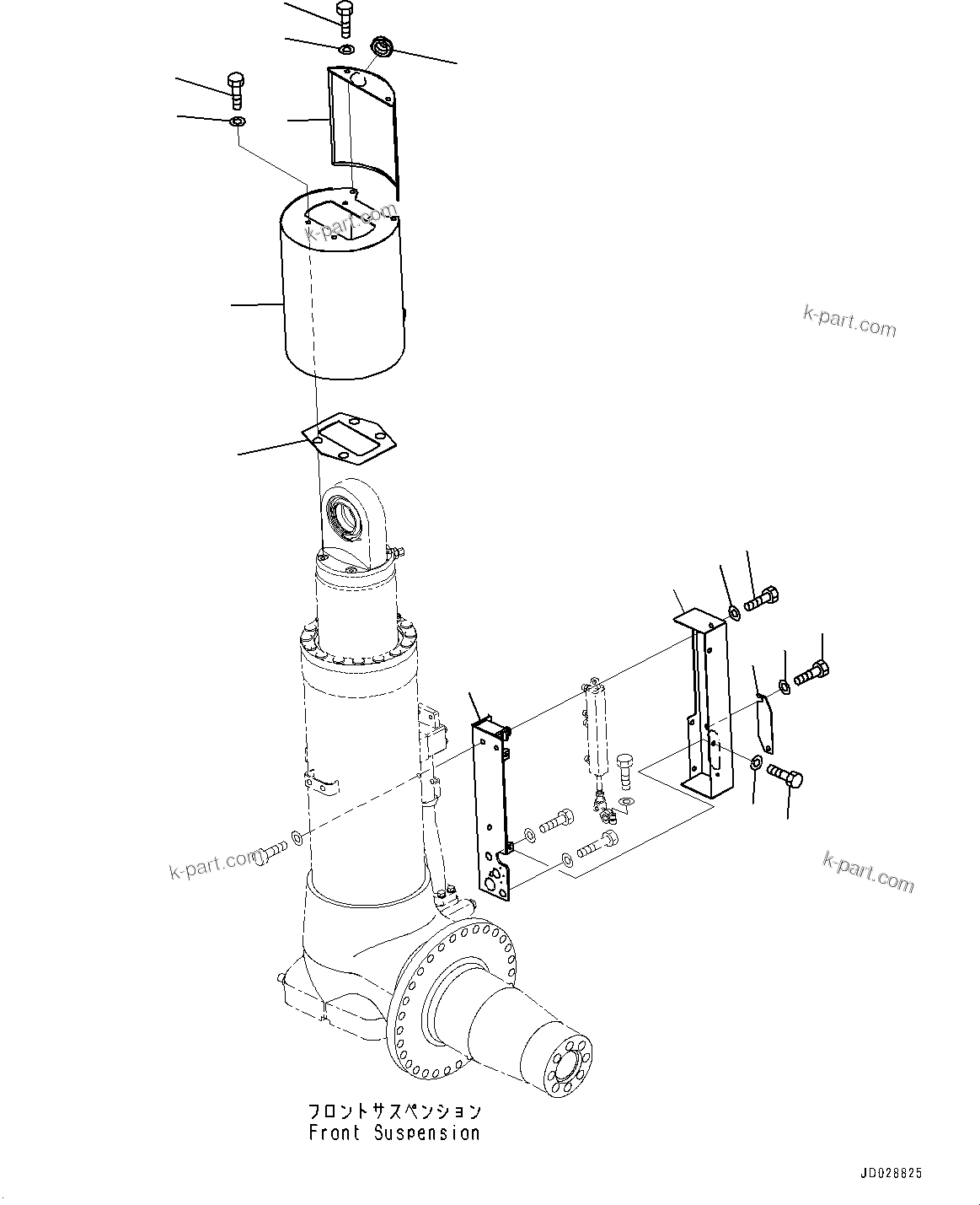 Komatsu parts book diagram for HD785-7 S/N 37001-UP: FRONT AXLE, SUSPENSION COVER, L.H. (WITH SUSPENSION, AUTO HYDRONEUMATIC)(#31800-)