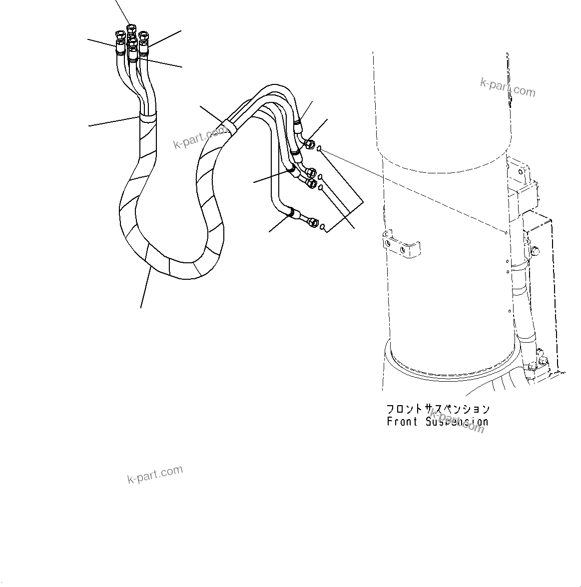 Komatsu parts book diagram for HD785-7 S/N 37001-UP: FRONT AXLE, HOSE (2/2)(#31800-)