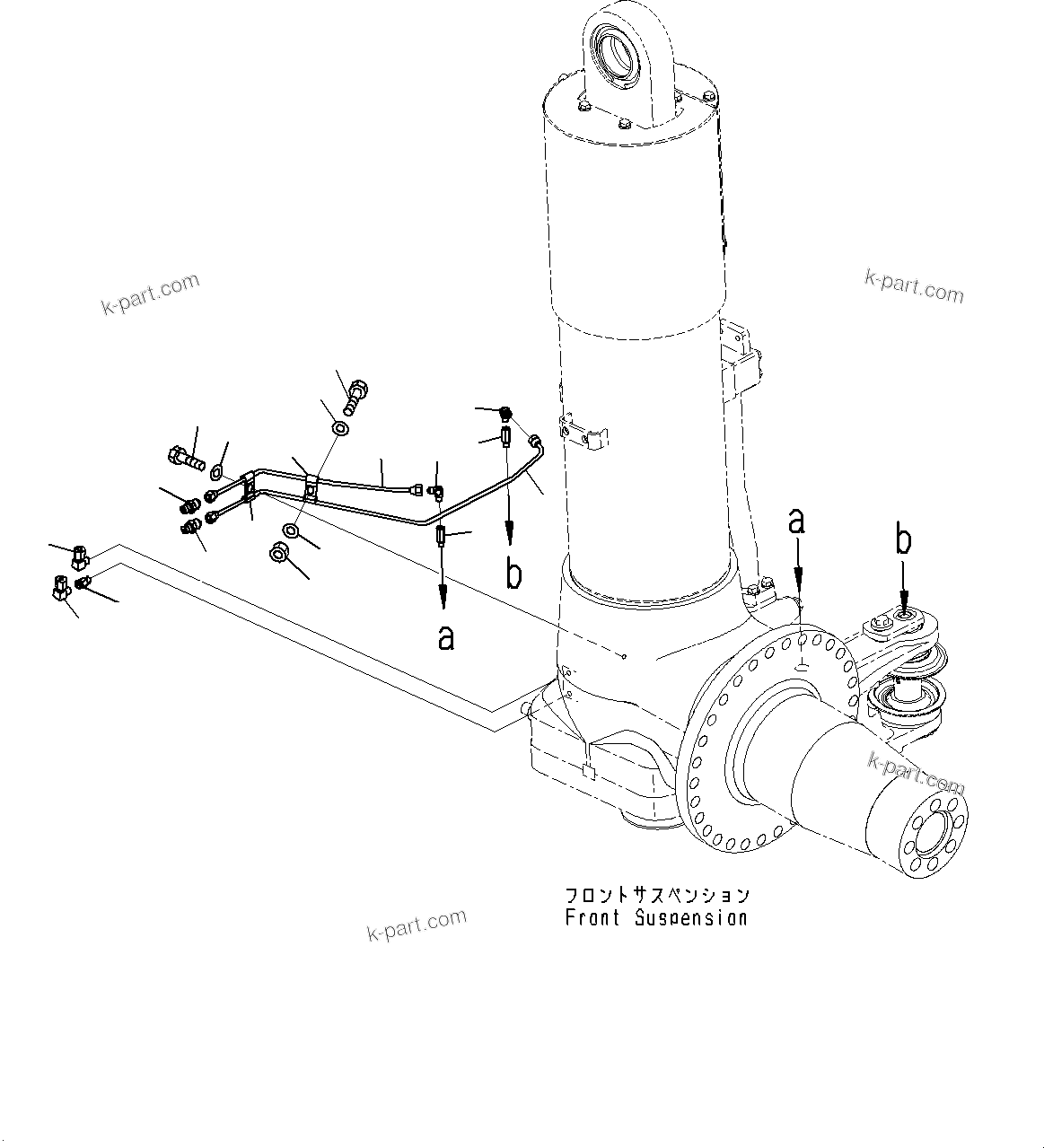 Komatsu parts book diagram for HD785-7 S/N 37001-UP: FRONT AXLE, LUBRICATION (2/2) (WITH AUTO-GREASING SYSTEM)(#31800-)