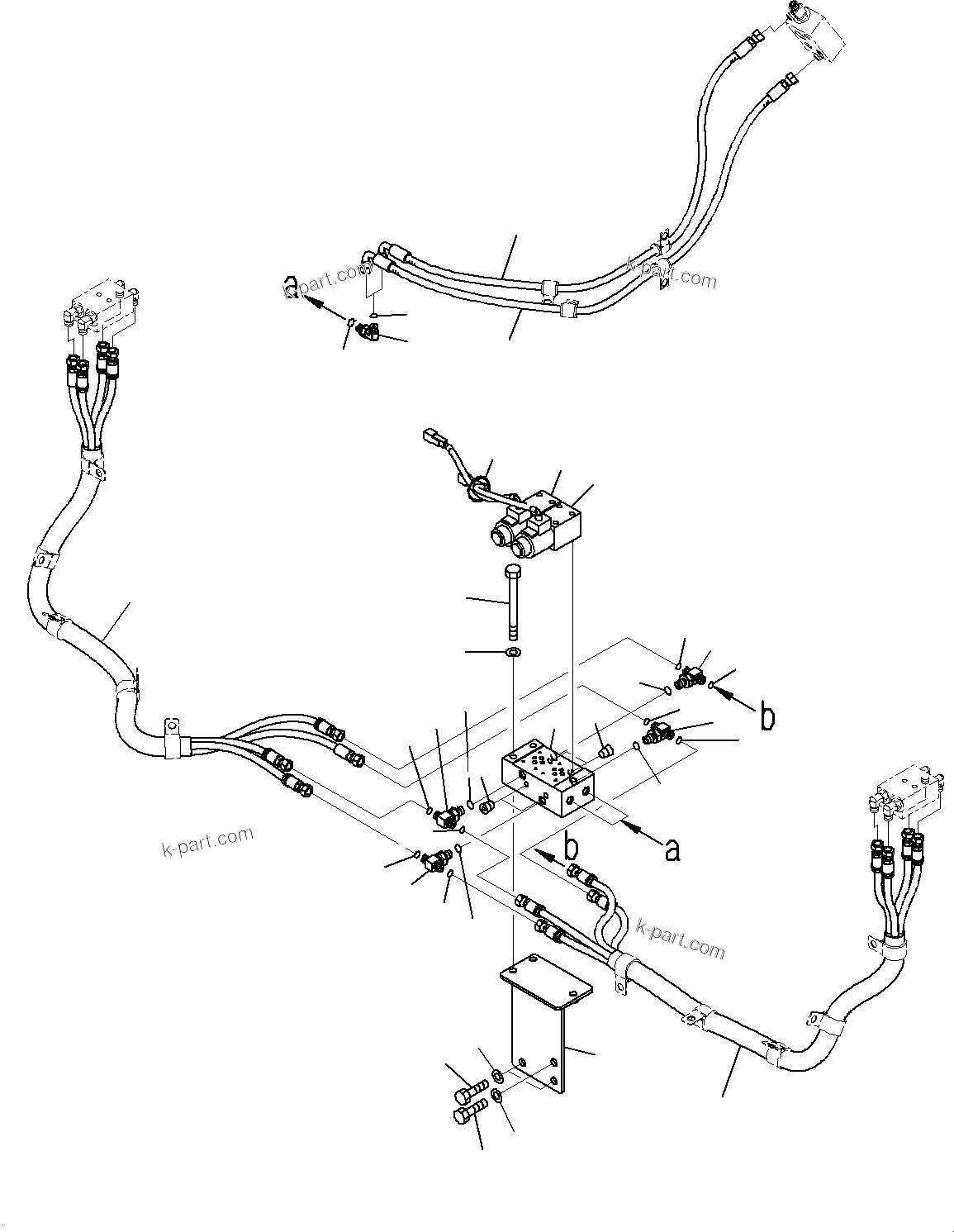 Komatsu parts book diagram for HD785-7 S/N 37001-UP: AUTOMATIC SUSPENSION PIPING, VALVE(#30001-)