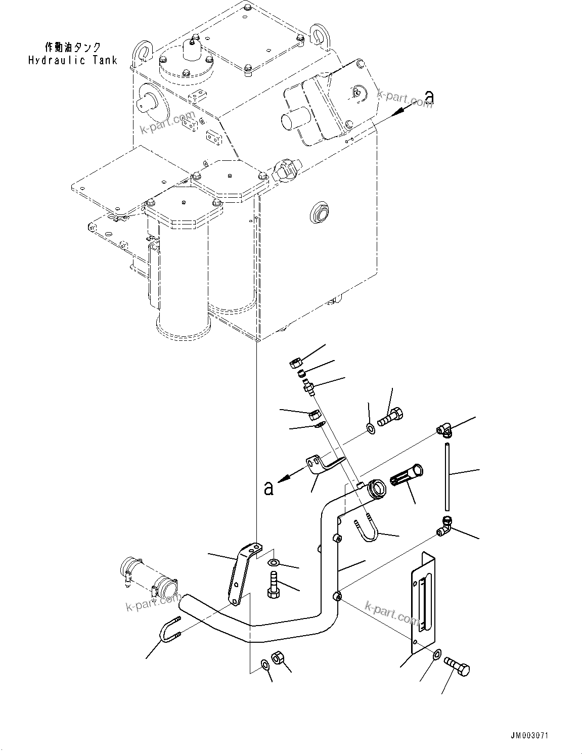 Komatsu parts book diagram for HD785-7 S/N 37001-UP: HYDRAULIC TANK, TRANSMISSION PIPING (1/2)(#30001-)