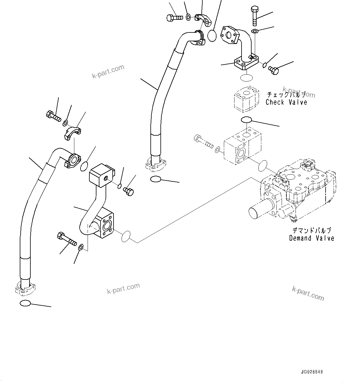 Komatsu parts book diagram for HD785-7 S/N 37001-UP: HYDRAULIC TANK, DEMAND VALVE TO FILTER PIPING(#30001-)