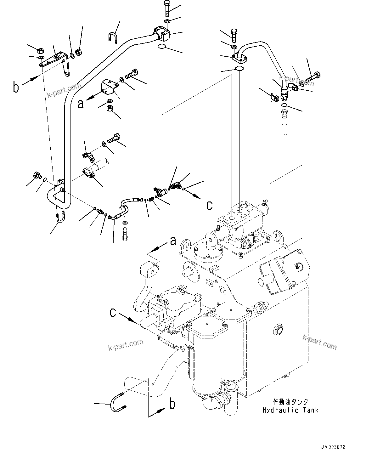 Komatsu parts book diagram for HD785-7 S/N 37001-UP: HYDRAULIC TANK, HOIST PIPING(#30001-)