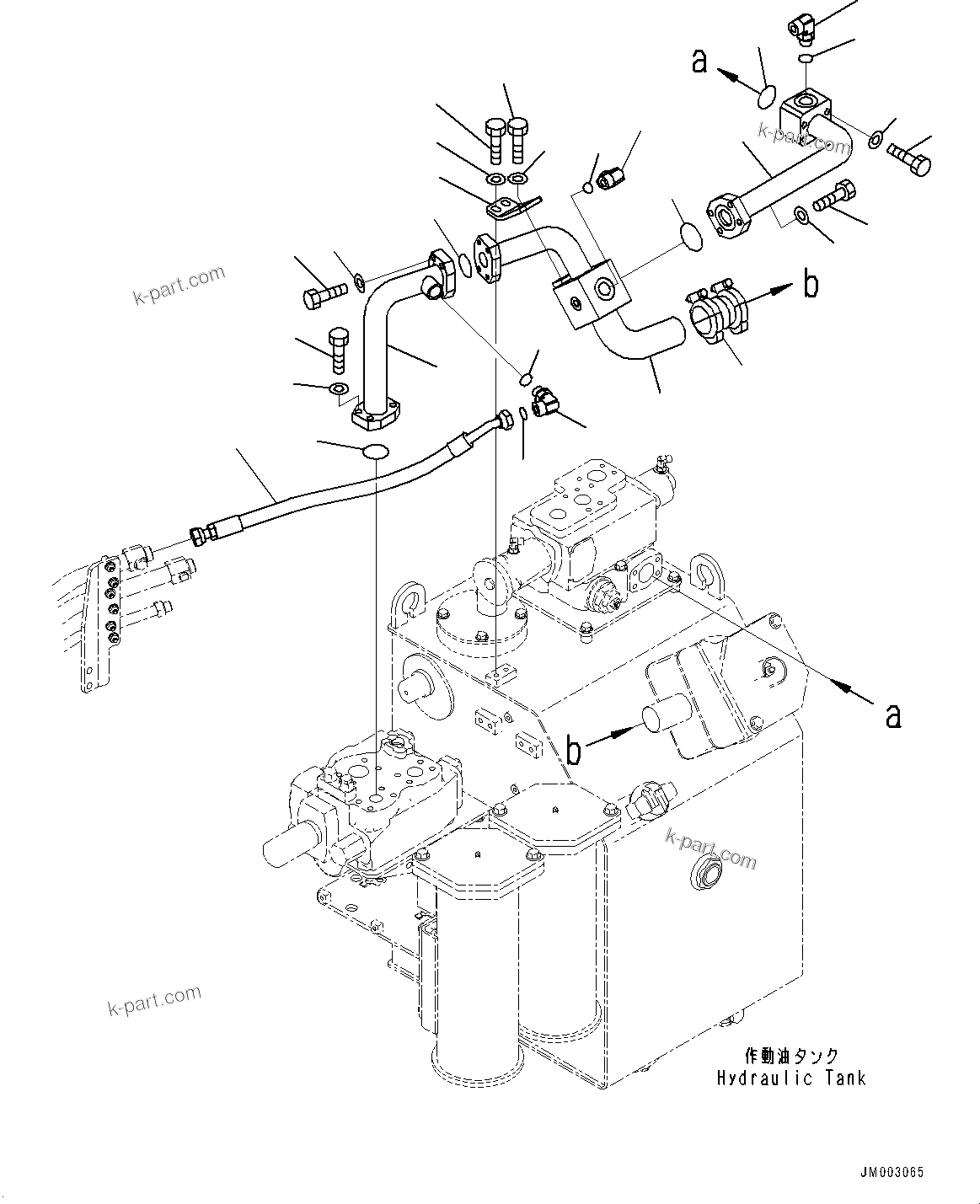 Komatsu parts book diagram for HD785-7 S/N 37001-UP: HYDRAULIC TANK, RETURN PIPING(#30001-30498)
