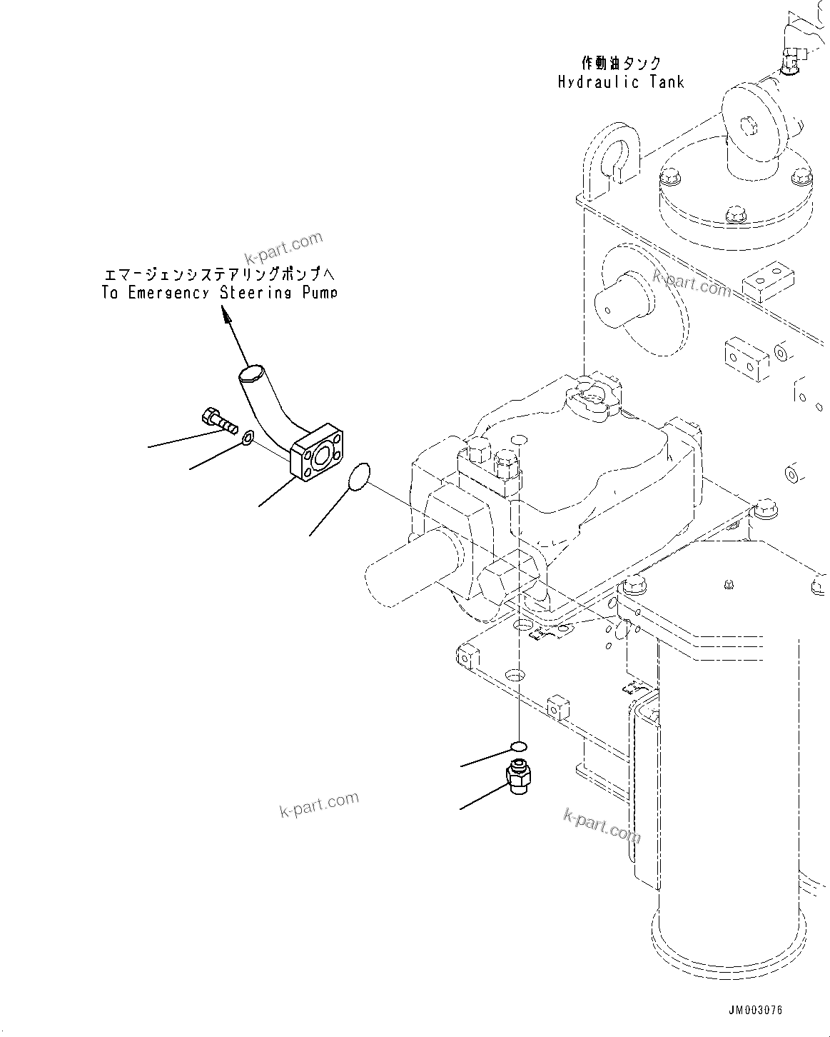Komatsu parts book diagram for HD785-7 S/N 37001-UP: HYDRAULIC TANK, EMERGENCY STEERING PIPING(#30001-)