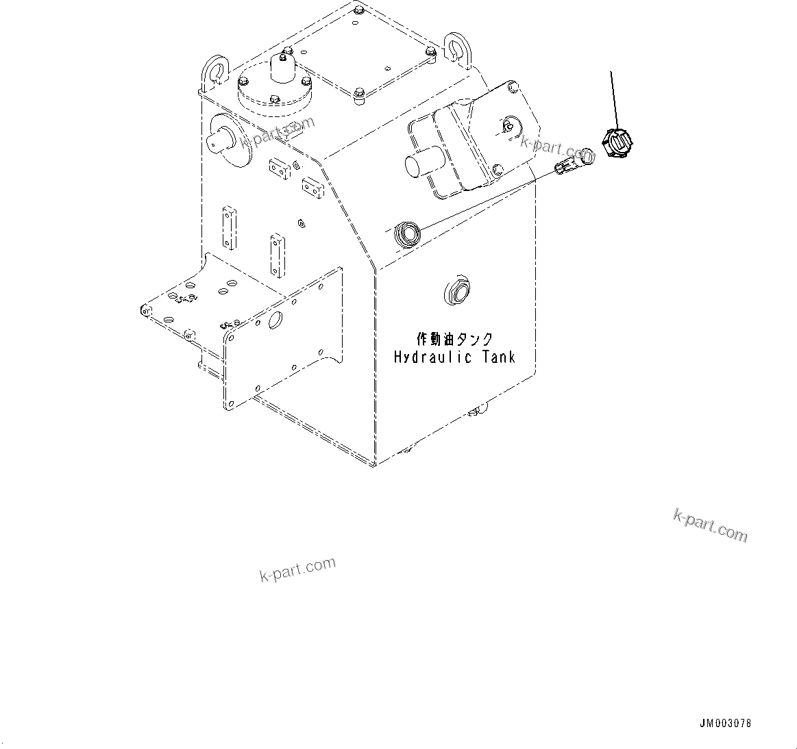 Komatsu parts book diagram for HD785-7 S/N 37001-UP: HYDRAULIC TANK, CAP(#30001-)