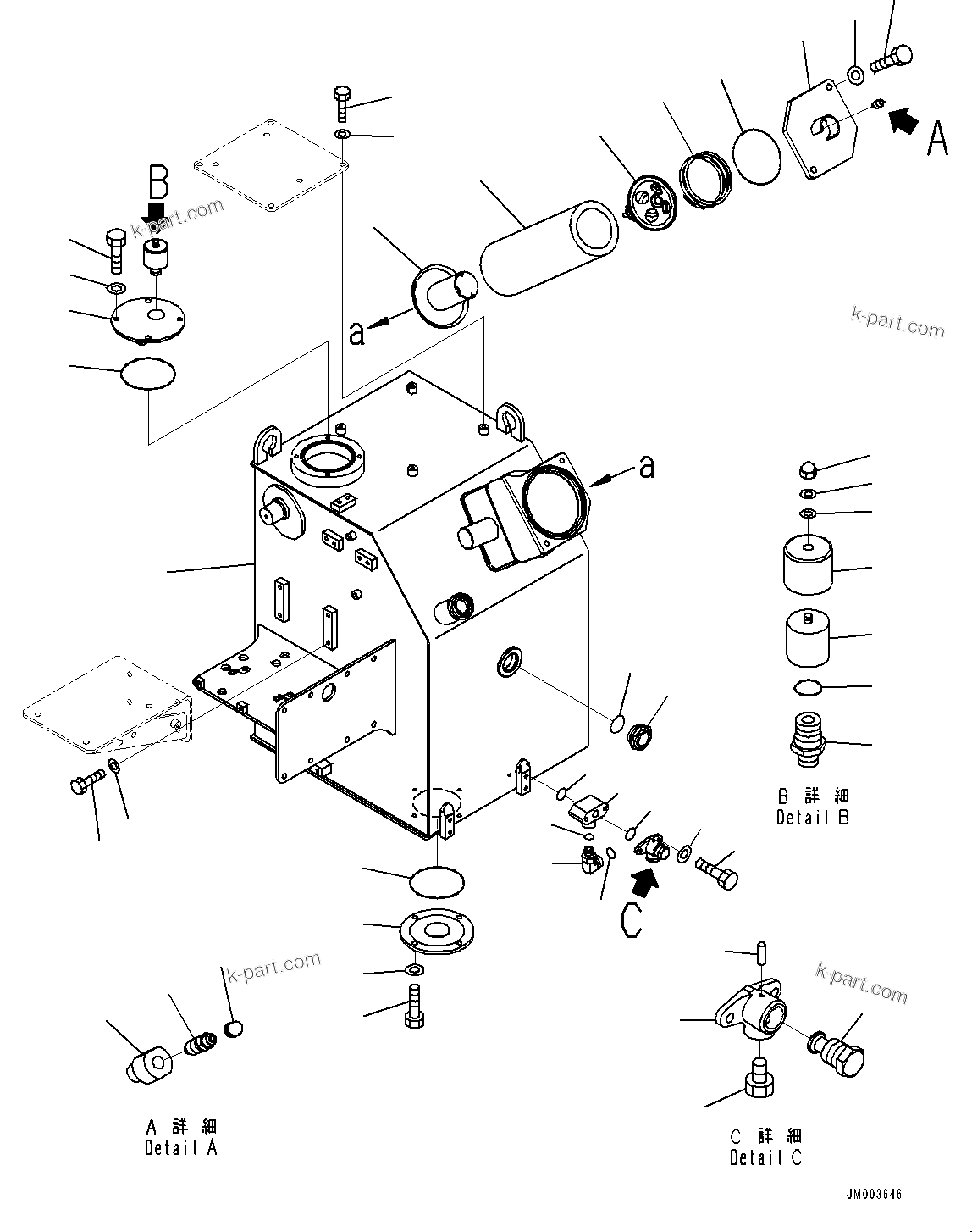 Komatsu parts book diagram for HD785-7 S/N 37001-UP: HYDRAULIC TANK, TANK (1/2) (WITH OIL QUICK CHARGE, OIL FILLER CAP LOCK AND COVER LOCK)(#30001-31281)