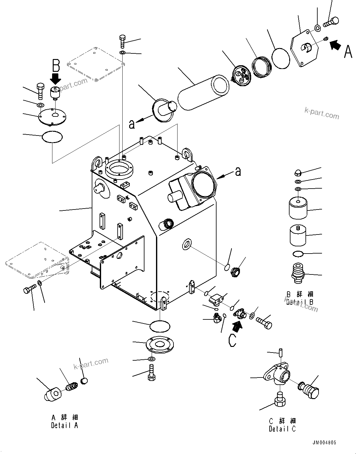 Komatsu parts book diagram for HD785-7 S/N 37001-UP: HYDRAULIC TANK, TANK (1/2) (WITH OIL QUICK CHARGE, QUICK COUPLING, FOR LEFT REFUELING, OIL FILLER CAP LOCK AND COVER LOCK)(#3000