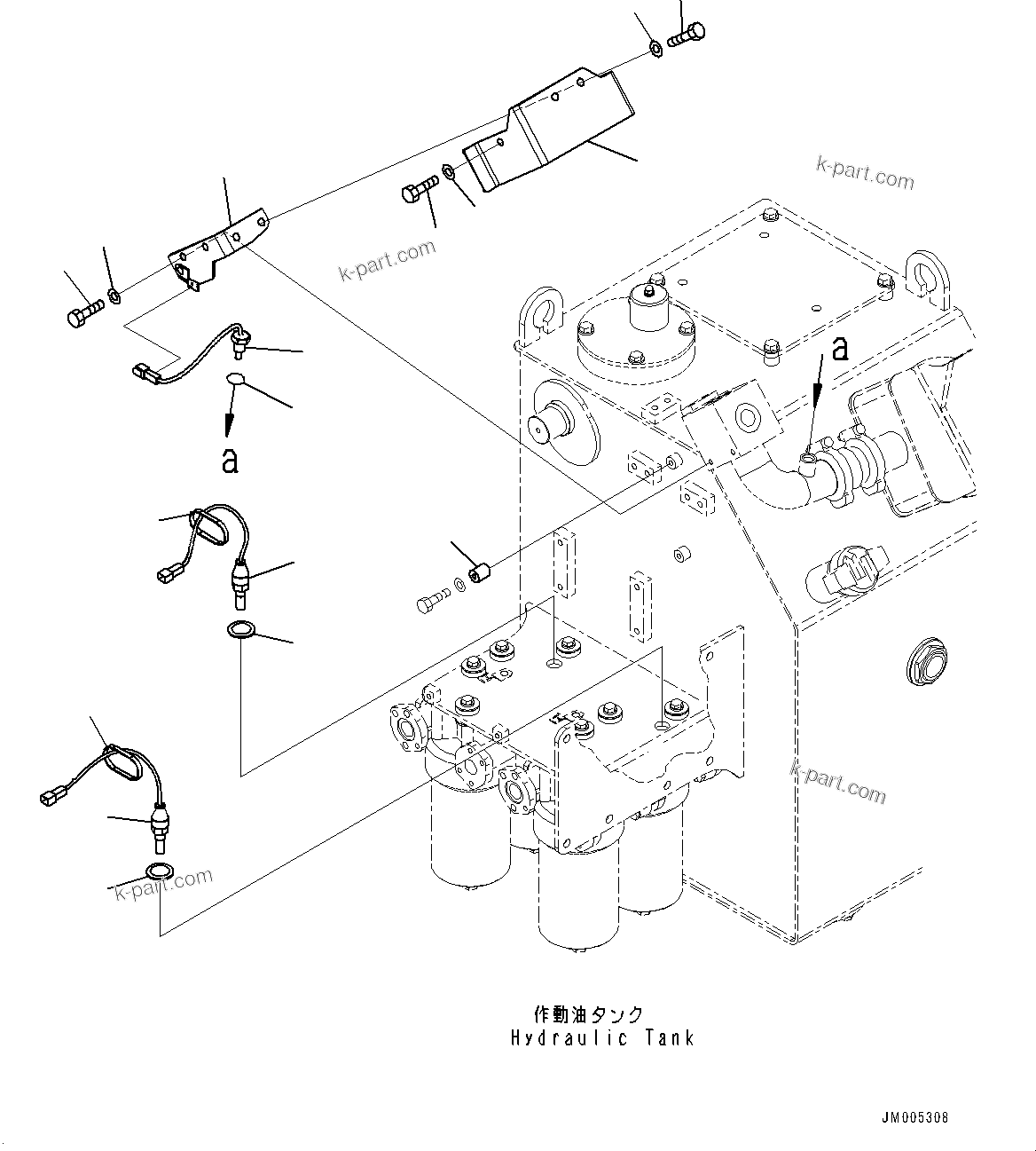Komatsu parts book diagram for HD785-7 S/N 37001-UP: HYDRAULIC TANK, SENSOR (WITH QUICK COUPLING, FOR LEFT REFUELING)(#30499-)