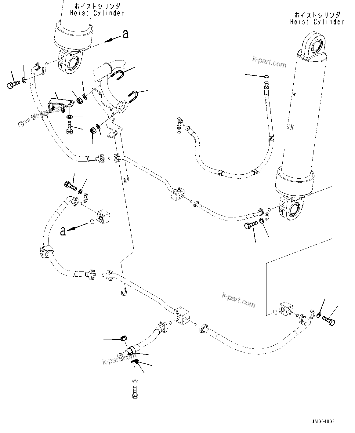 Komatsu parts book diagram for HD785-7 S/N 37001-UP: STEERING AND HOIST HYDRAULIC PIPING, HOIST VALVE TO HOIST CYLINDER (3/3)(#30001-30000)