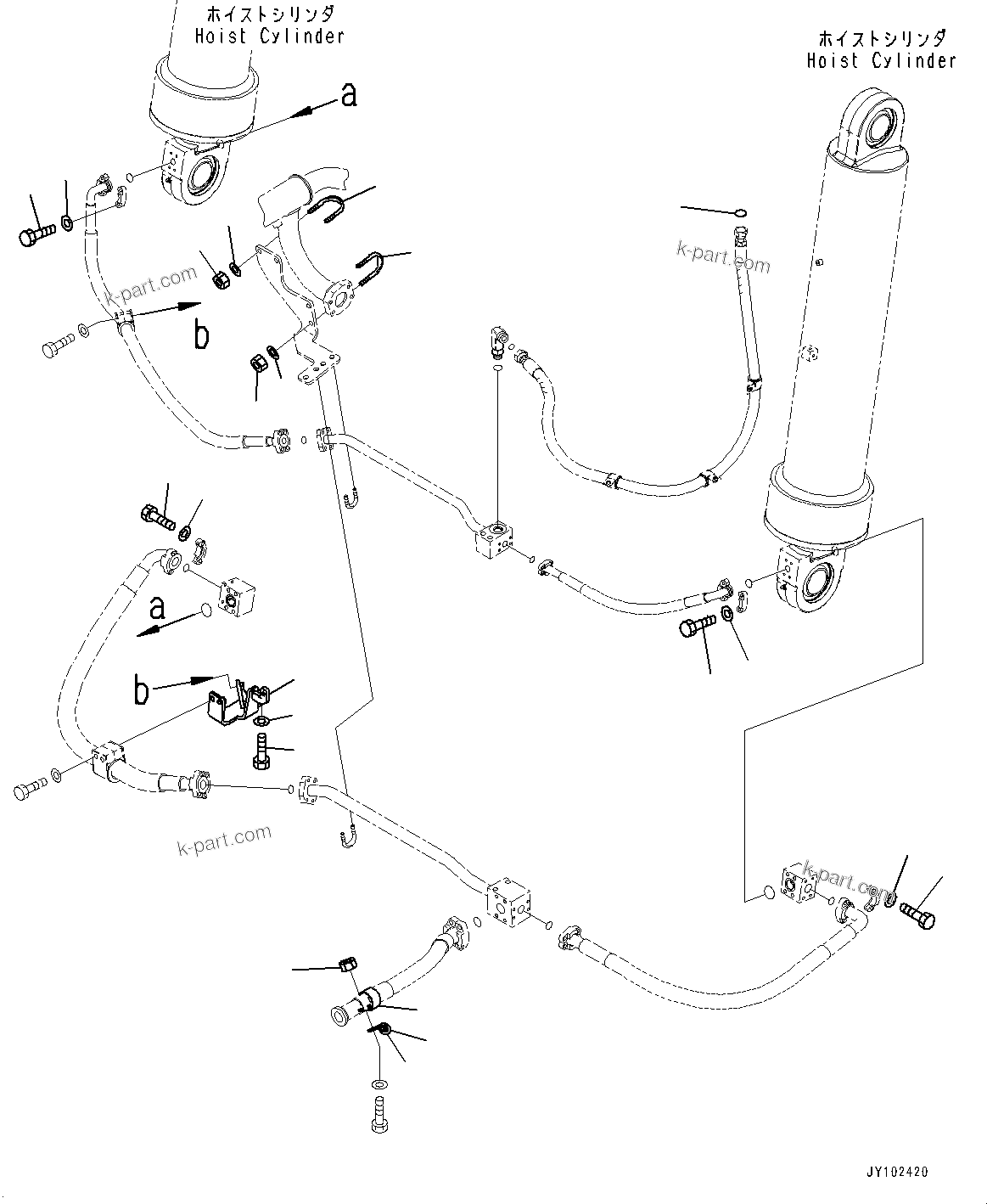 Komatsu parts book diagram for HD785-7 S/N 37001-UP: STEERING AND HOIST HYDRAULIC PIPING, HOIST VALVE TO HOIST CYLINDER (3/3)(#30001-)