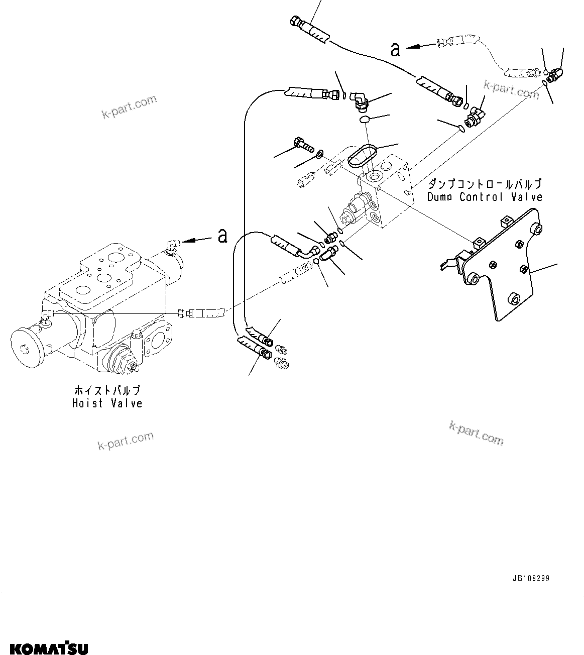Komatsu parts book diagram for HD785-7 S/N 37001-UP: STEERING AND HOIST HYDRAULIC PIPING, DUMP CONTROL (1/2)(#34851-)