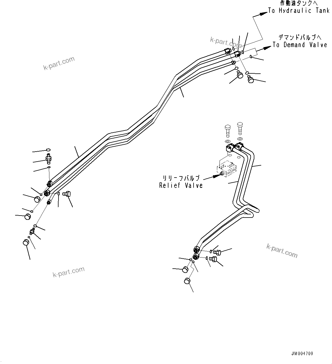 Komatsu parts book diagram for HD785-7 S/N 37001-UP: STEERING AND HOIST HYDRAULIC PIPING, EXHAUST BRAKE PIPING (WITH ENGINE EXHAUST BRAKE SYSTEM)(#30001-)