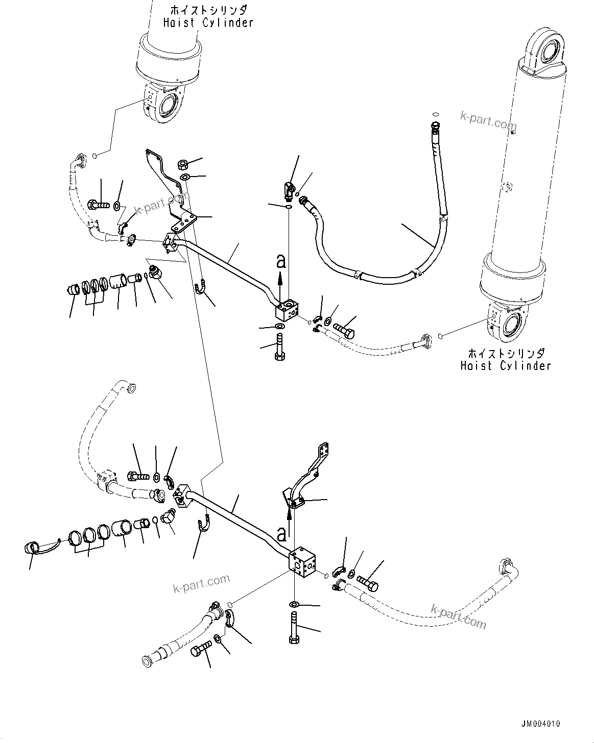 Komatsu parts book diagram for HD785-7 S/N 37001-UP: STEERING AND HOIST HYDRAULIC PIPING, HOIST VALVE TO HOIST CYLINDER (1/3) (WITH BUDDY SYSTEM)(#30001-)