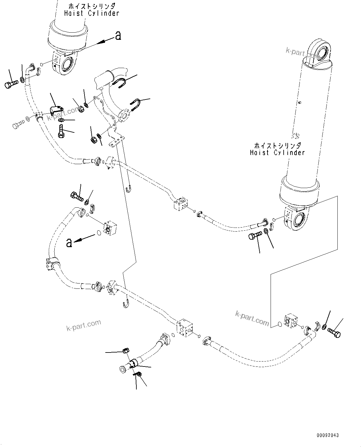 Komatsu parts book diagram for HD785-7 S/N 37001-UP: STEERING AND HOIST HYDRAULIC PIPING, HOIST VALVE TO HOIST CYLINDER (3/3) (WITH BUDDY SYSTEM)(#30001-31223)