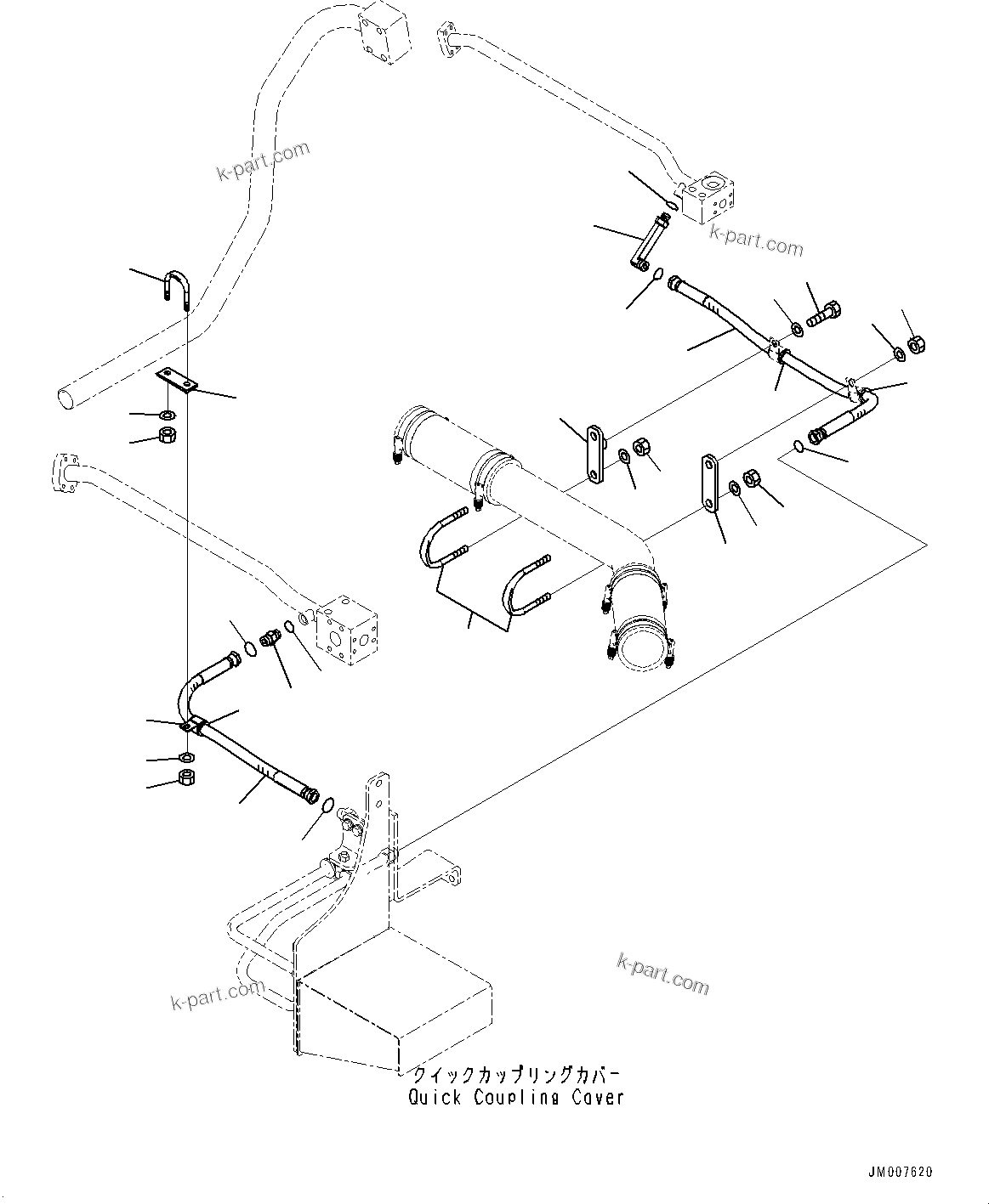 Komatsu parts book diagram for HD785-7 S/N 37001-UP: STEERING AND HOIST HYDRAULIC PIPING, QUICK CHARGE PIPING(#33109-)